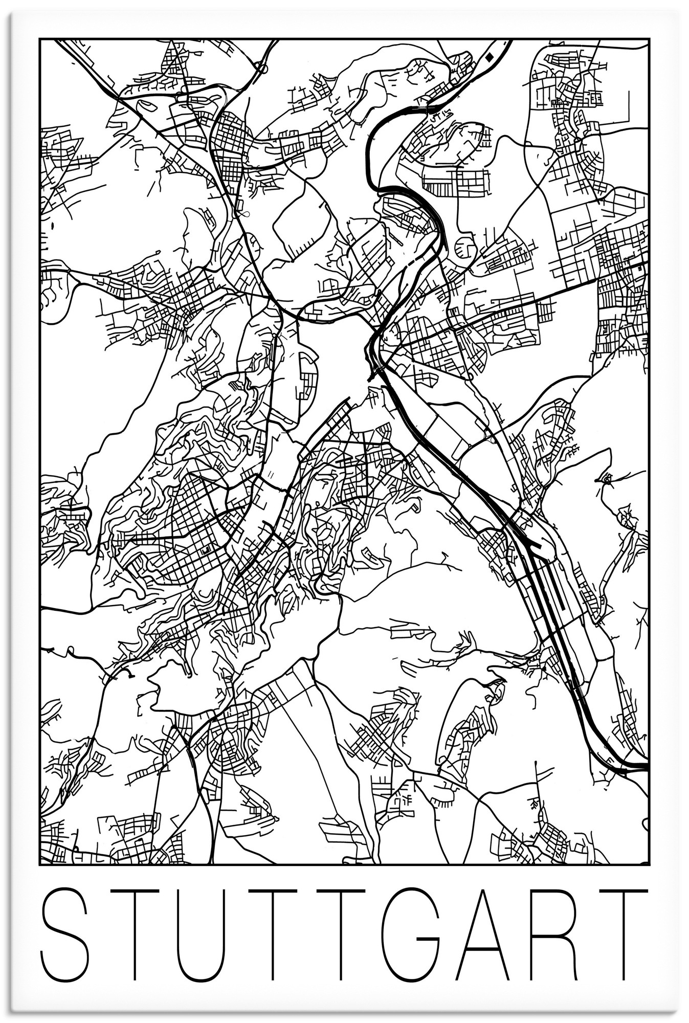 Image of Artland Wandbild »Retro Karte Stuttgart Deutschland«, Deutschland, (1 St.), in vielen Grössen & Produktarten - Alubild / Outdoorbild für den Aussenbereich, Leinwandbild, Poster, Wandaufkleber / Wandtattoo auch für Badezimmer geeignet bei Ackermann Versand