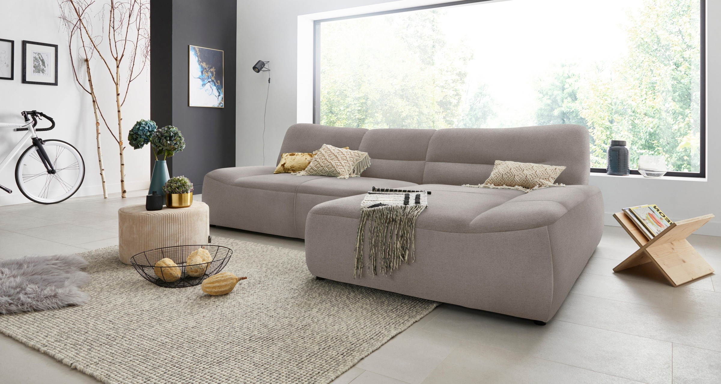 DOMO collection Ecksofa »Cesena moderne Polsterecke mit flachen Armlehnen, L-Form« fester Sitzkomfort, frei im Raum stellbar
