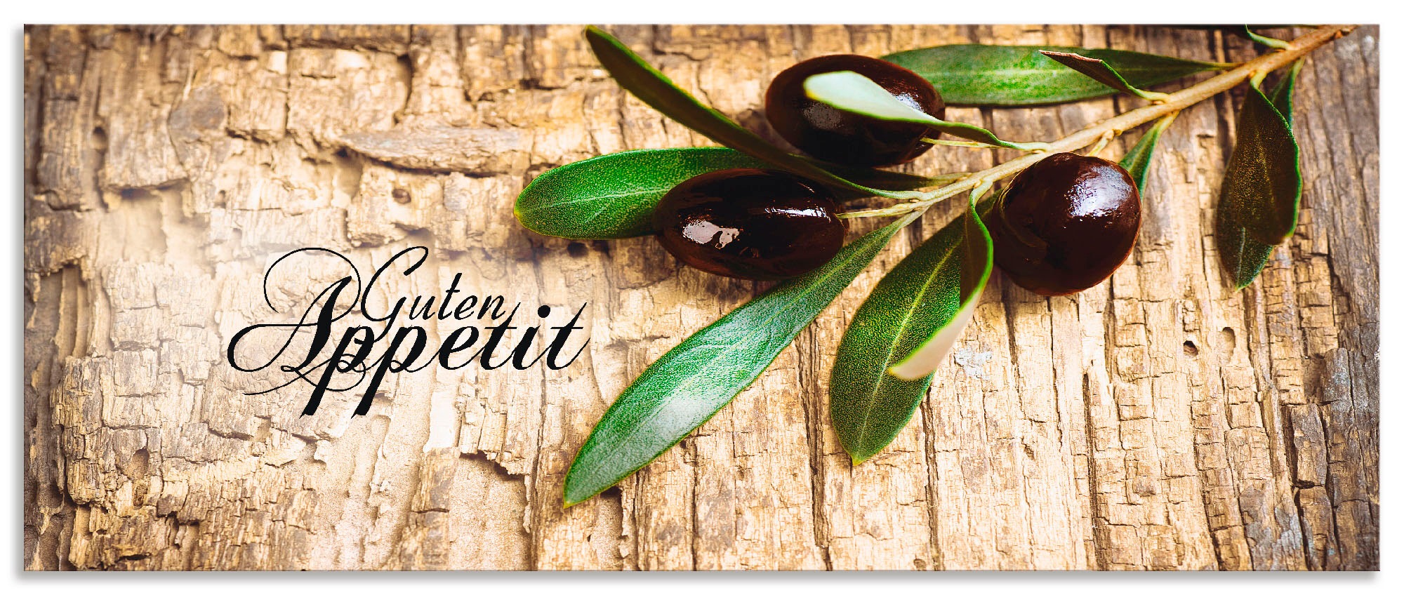 Image of Artland Küchenrückwand »Oliven Guten Appetit«, (1 tlg.), selbstklebend in vielen Grössen - Spritzschutz Küche hinter Herd u. Spüle als Wandschutz vor Fett, Wasser u. Schmutz - Rückwand, Wandverkleidung aus Alu bei Ackermann Versand Schweiz