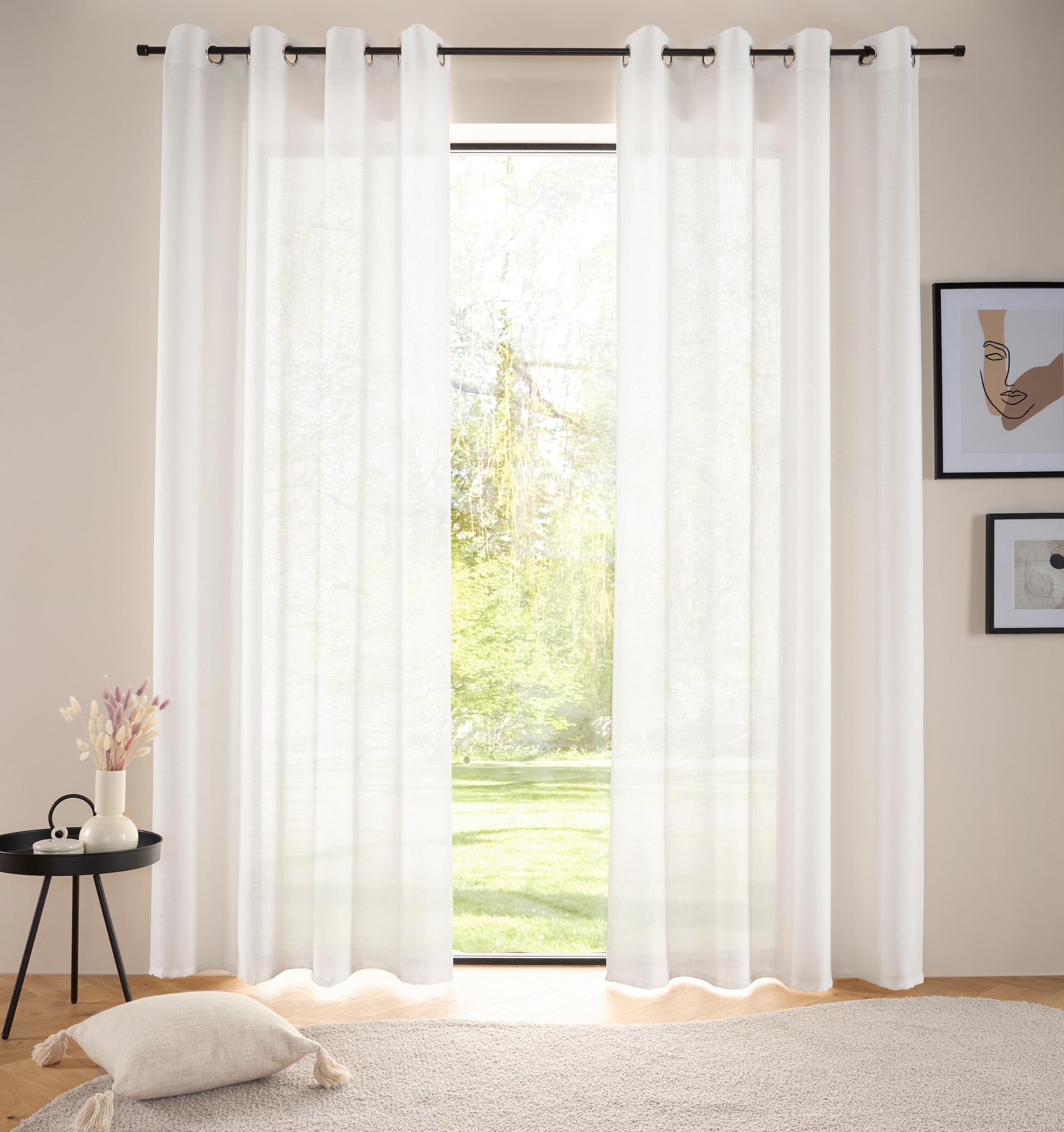 LeGer Home by Lena Gercke Gardine »Marusha« Ösen 2 Stk. tlg. Leinenoptik, Kundenliebling, Exklusiv, Wohnzimmer, Schlafzimmer