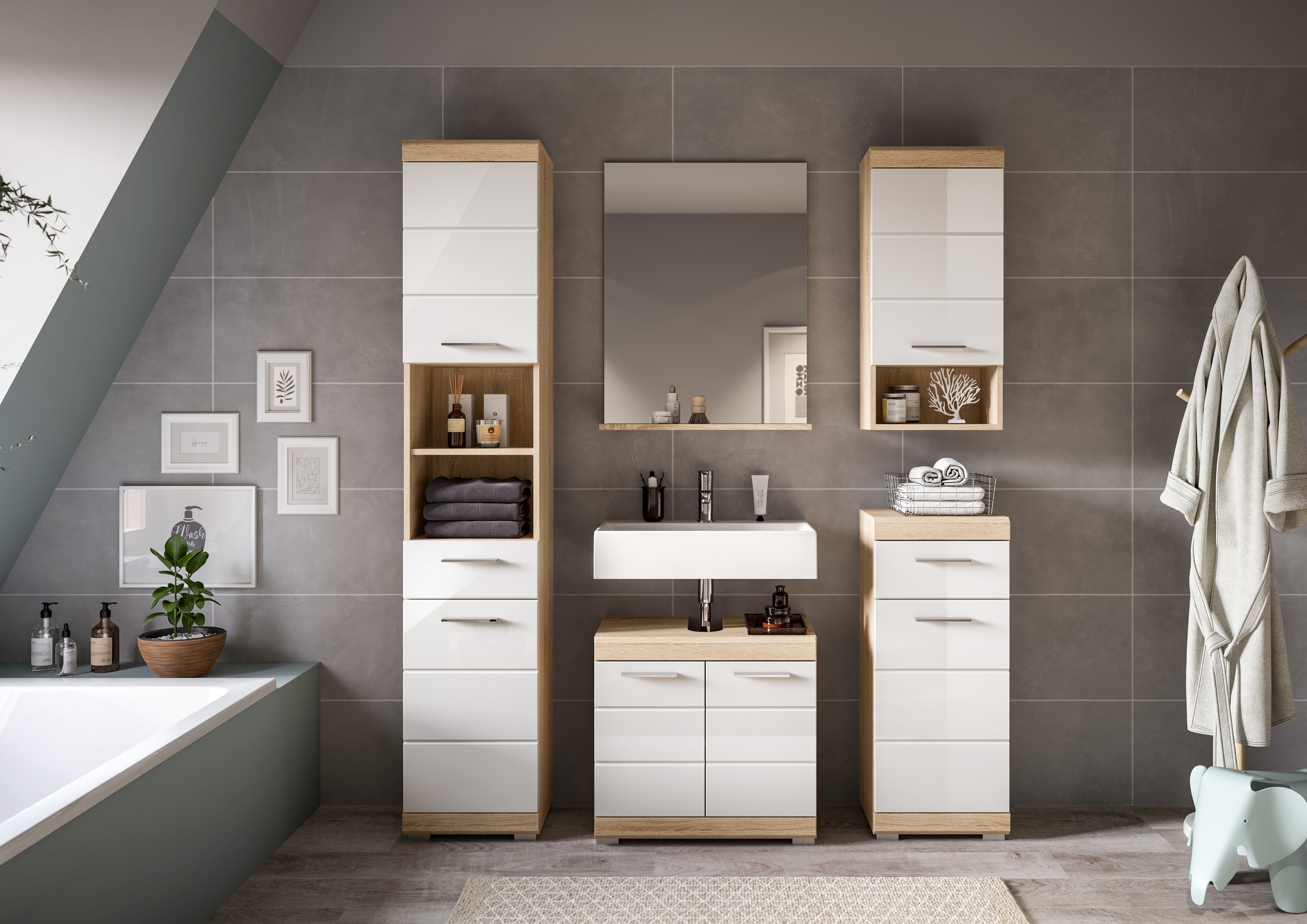 welltime Ensemble de meubles de salle de bain »Siena, 5 teilig, bestehend aus:« Set, TOPSELLER!, 5 cuis tlg.