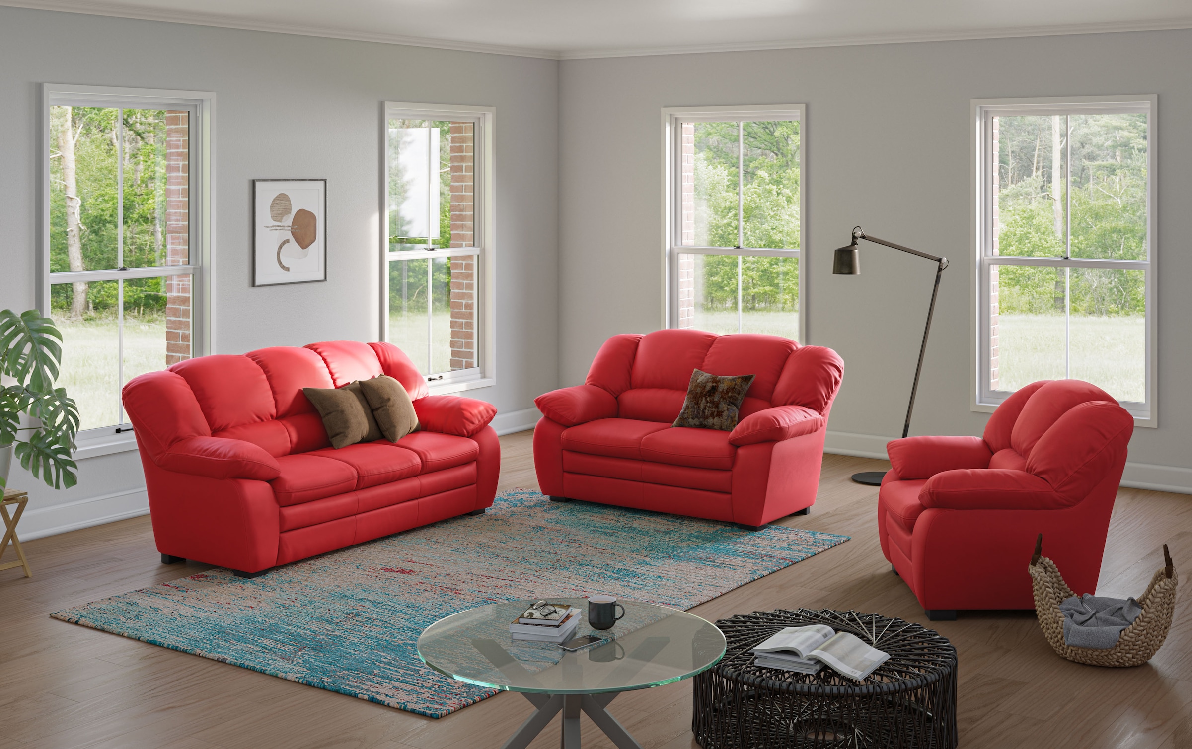 COTTA Polstergarnitur »Casino, Sofa Set, 3-2-1 Sitzer, Wohnzimmer Garnitur« Set, 3 tlg. Sessel, 2-Sitzer, 2,5-Sitzer, hohe Rückenlehne