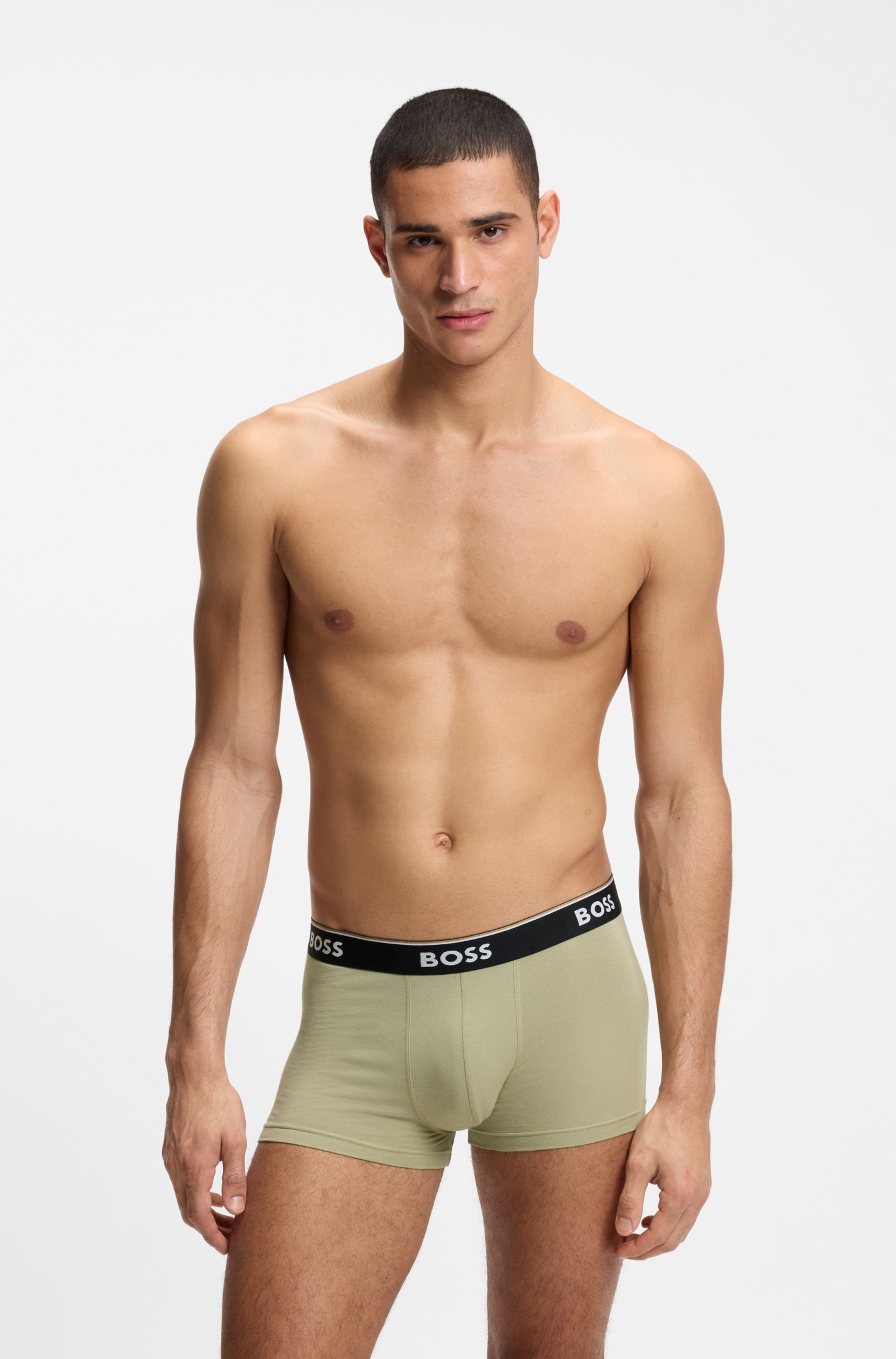 BOSS Tronc Paquet, 3 cuis en coton stretch, taille élastique, hauteur de taille moyenne
