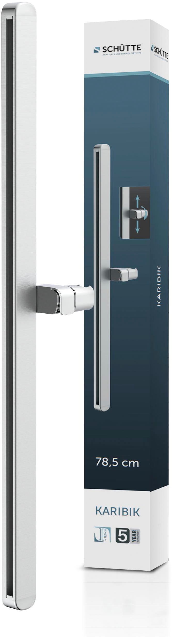Image of Schütte Duschstange "KARIBIK" Komplett-Set, Inklusive Befestigungsmaterial, Hochwertige Brausestange mit Design-Brausehalter