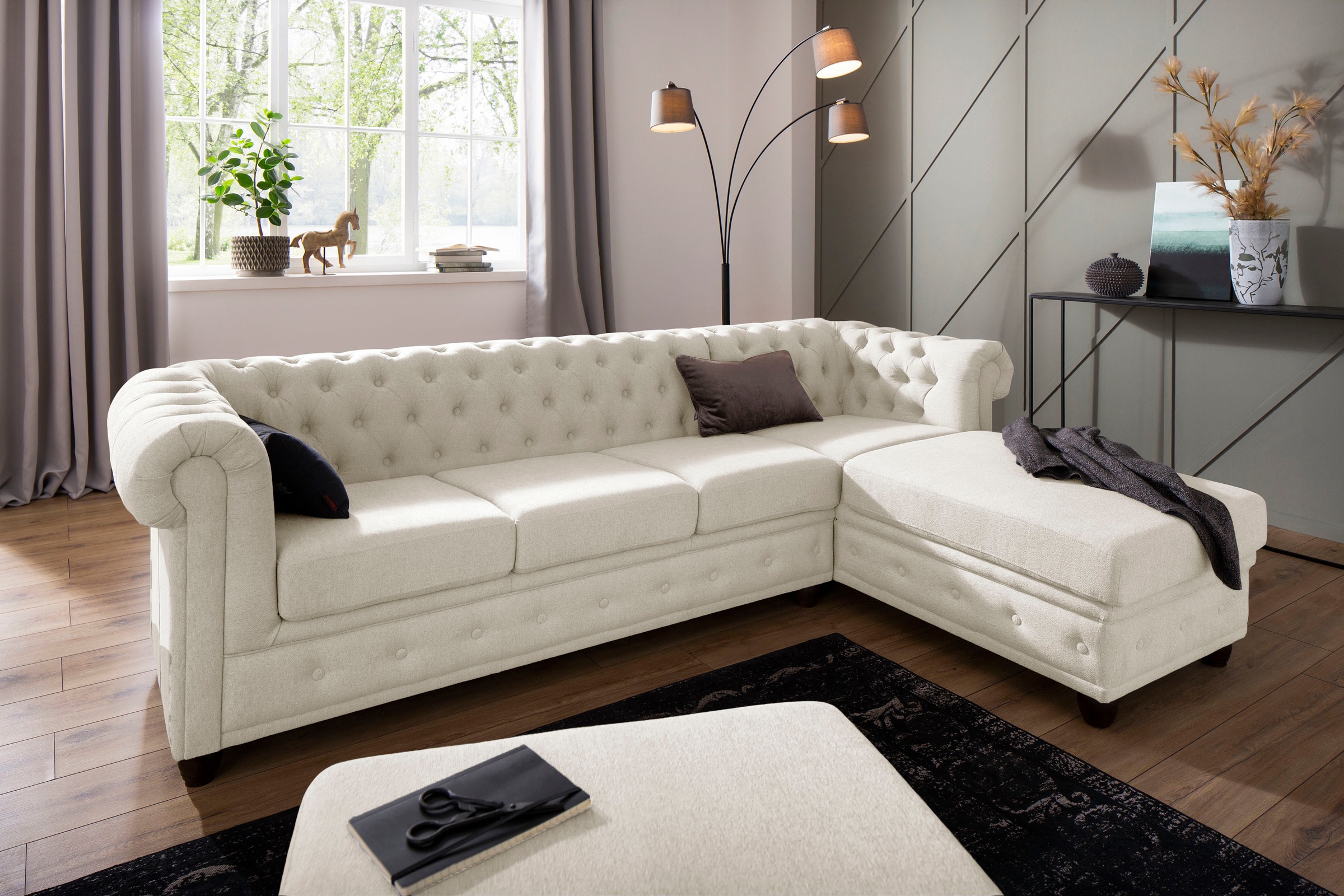 Home affaire Polsterhocker »New Castle«, passend zur "New Castle"-Serie, B/T/H: 75/70/45 cm
