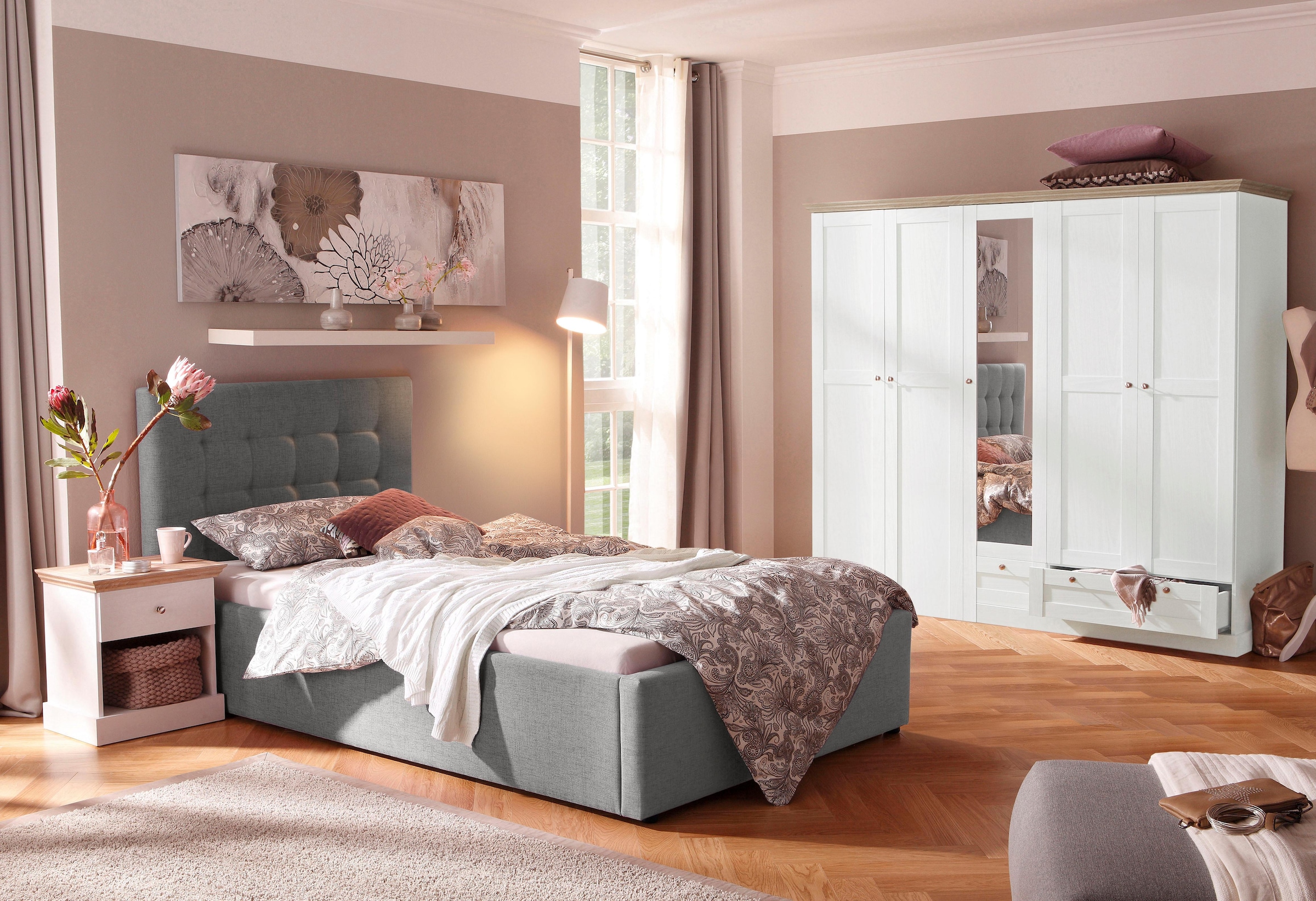 GOODproduct Lit rembourré »Hamar, Knopfsteppung im Kopfteil, bis 250 KG belastbar« 3 Breiten: 100cm/ 140cm/ 180cm,  in verschiedenen Grössen und Stoffen und Farben