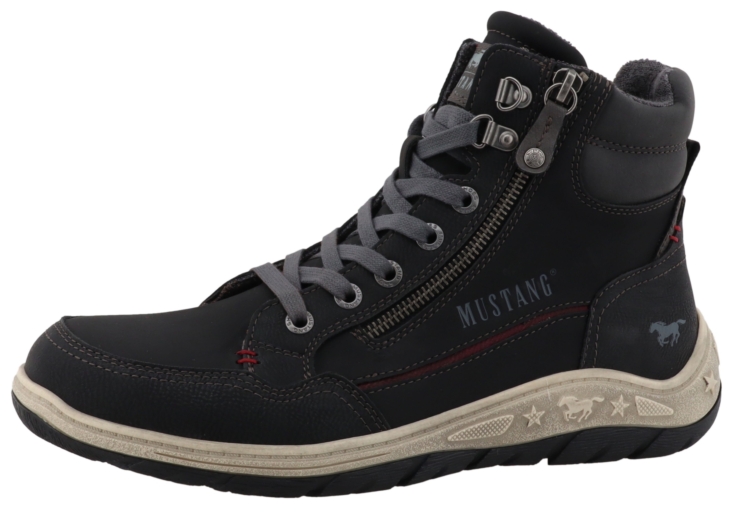 Image of Mustang Shoes Schnürboots "Benedetto" High Top Sneaker, Schnürboots mit Reissverschluss