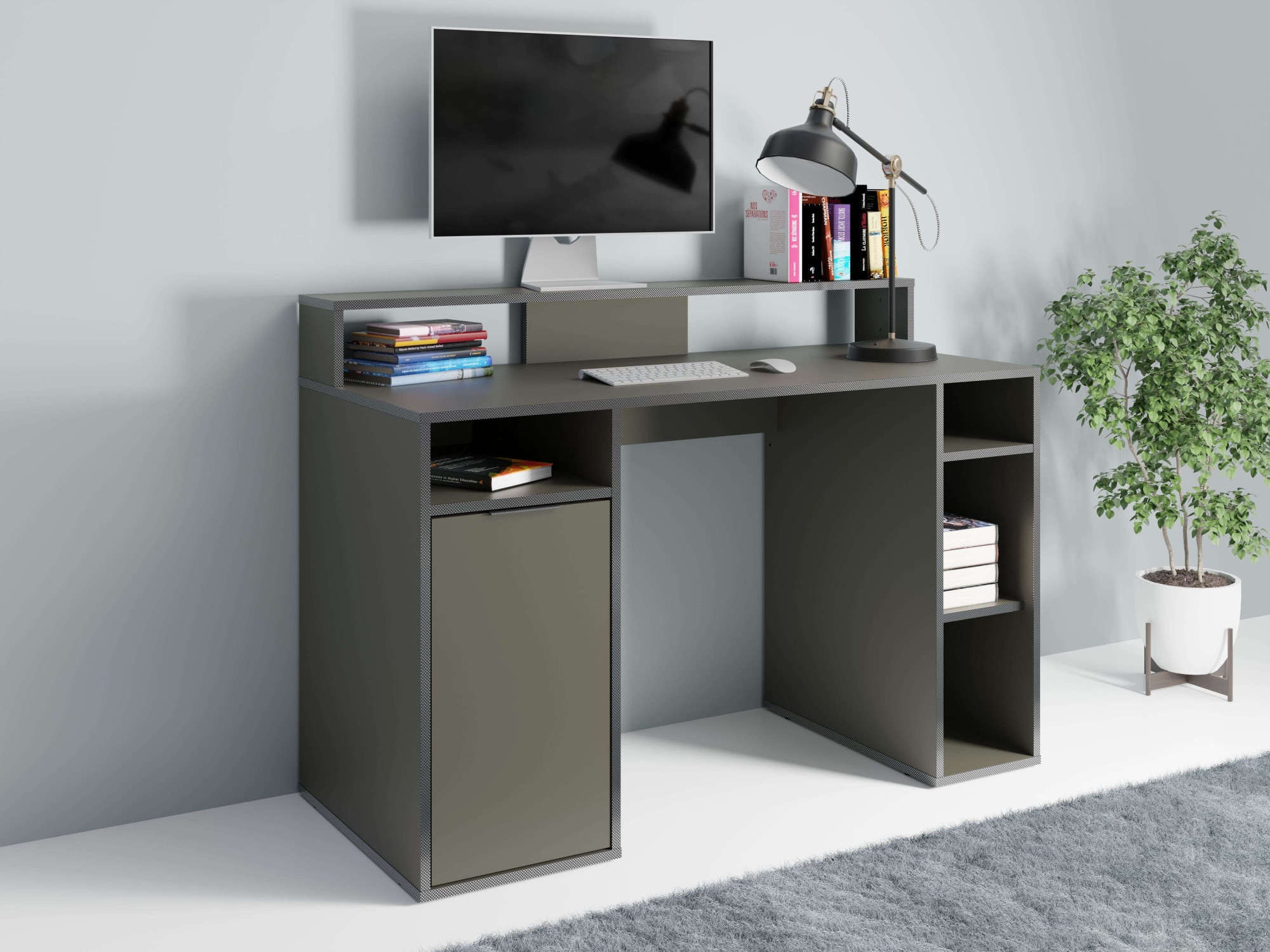 Image of Home affaire Schreibtisch "Orem" Gamingtisch mit Tür und Monitoraufsatz, Breite 125 x 55 cm
