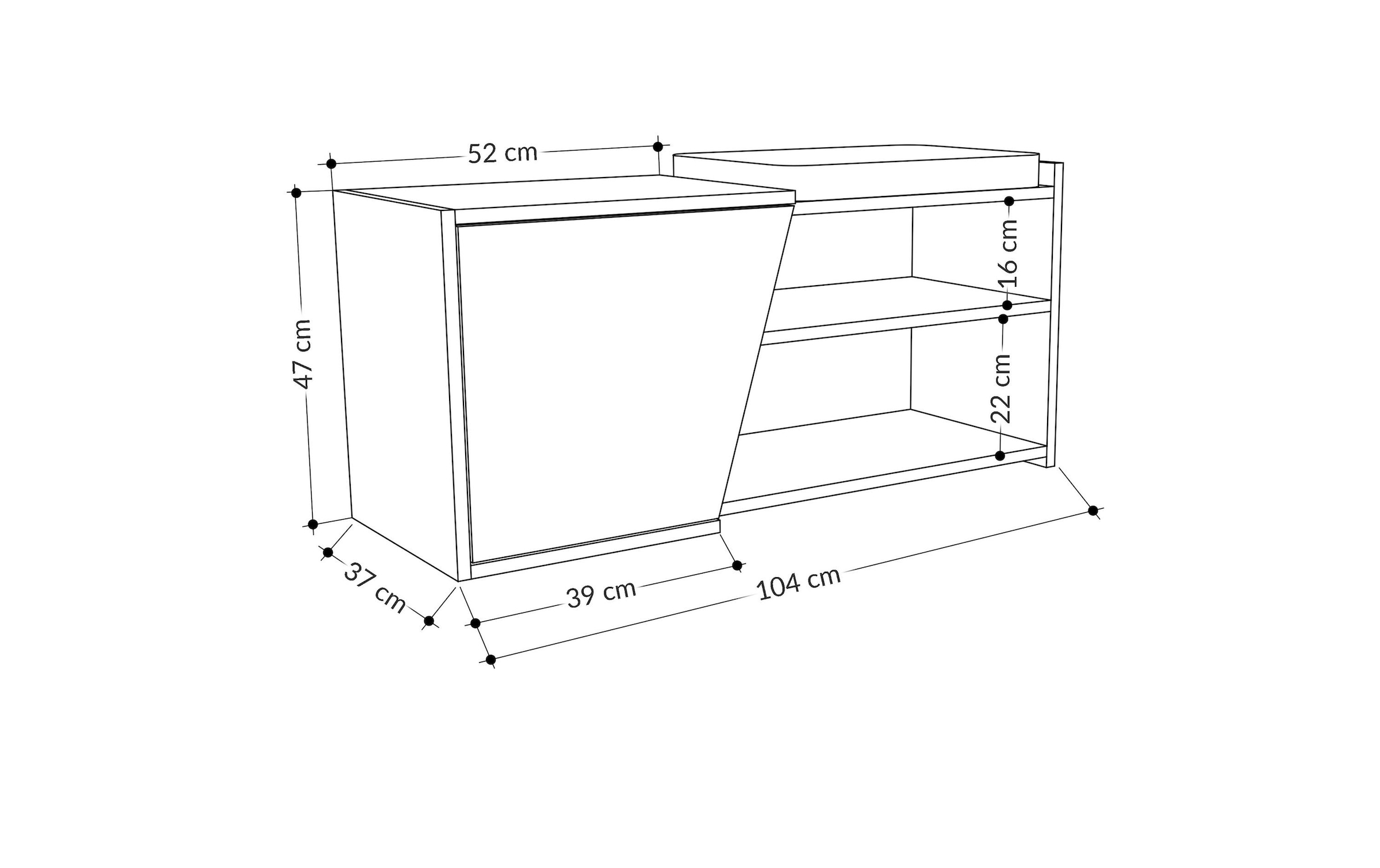 Schuhschrank »Woody Fashion Fiona 104 x 37 x 47 cm, Grau/Nature«