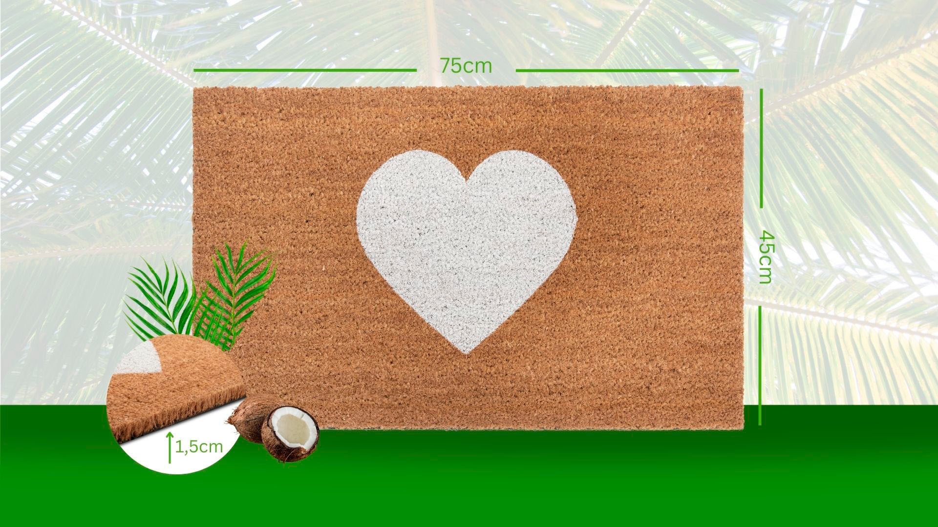 HANSE Home Fussmatte »Mix Mats Kokos Heart, Türmatte«, rechteckig, 15 mm Höhe, Kokos, Schmutzfangmatte, Outdoor, Rutschfest, Innen, Kokosmatte, Flur