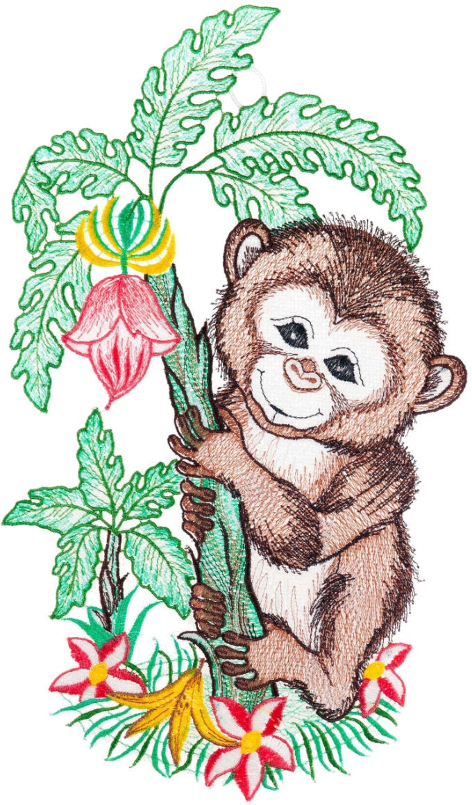 Image of W. Reuter & Sohn - Plauener Spitze® Fensterbild »Fensterbild "Äffchen" farbig« bei Ackermann Versand Schweiz