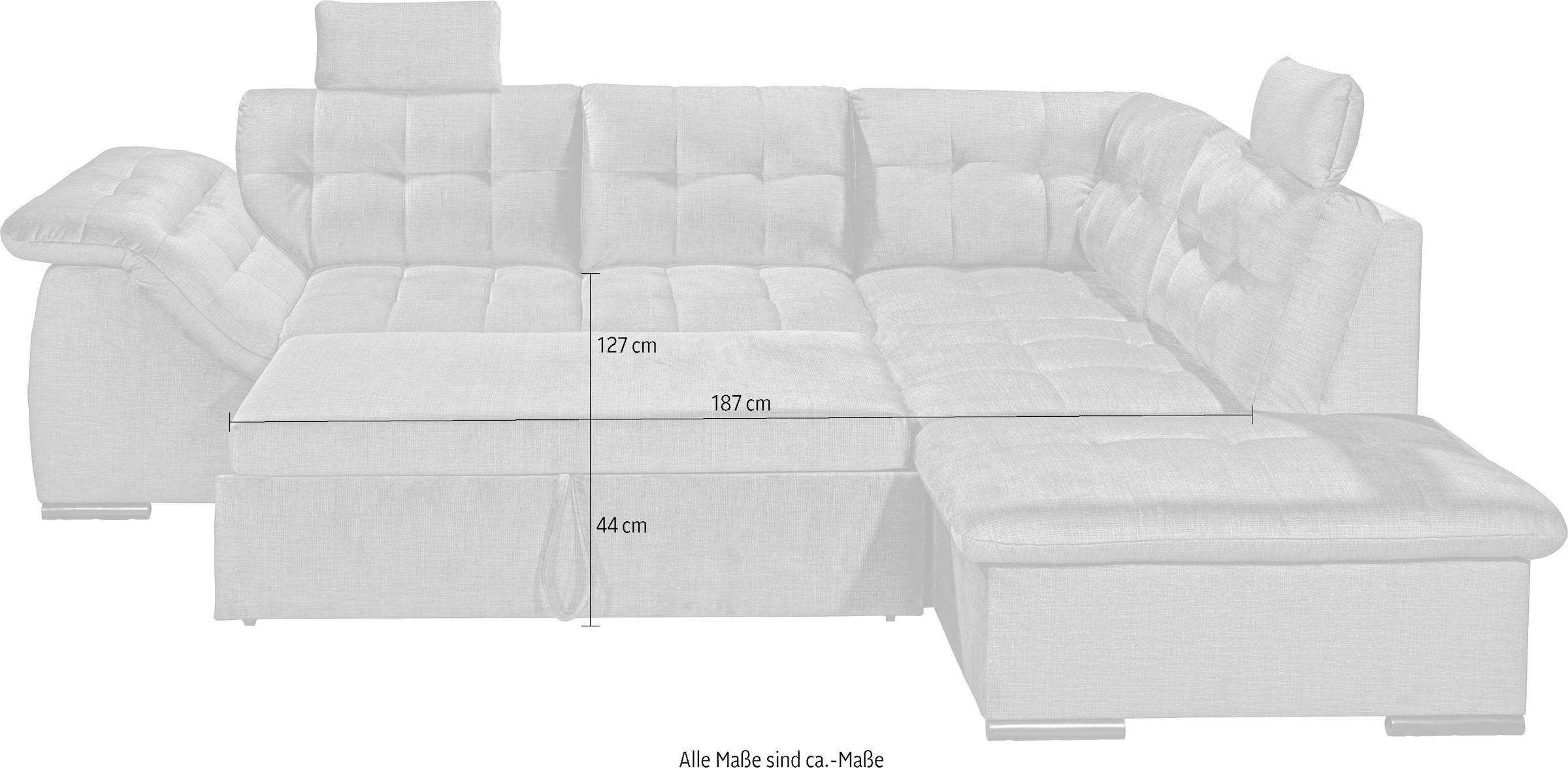 ED EXCITING DESIGN Ecksofa »Estrella L-Form«, mit Bettfunktion, Bettkasten, Armteilverstellung & Kopfstützen