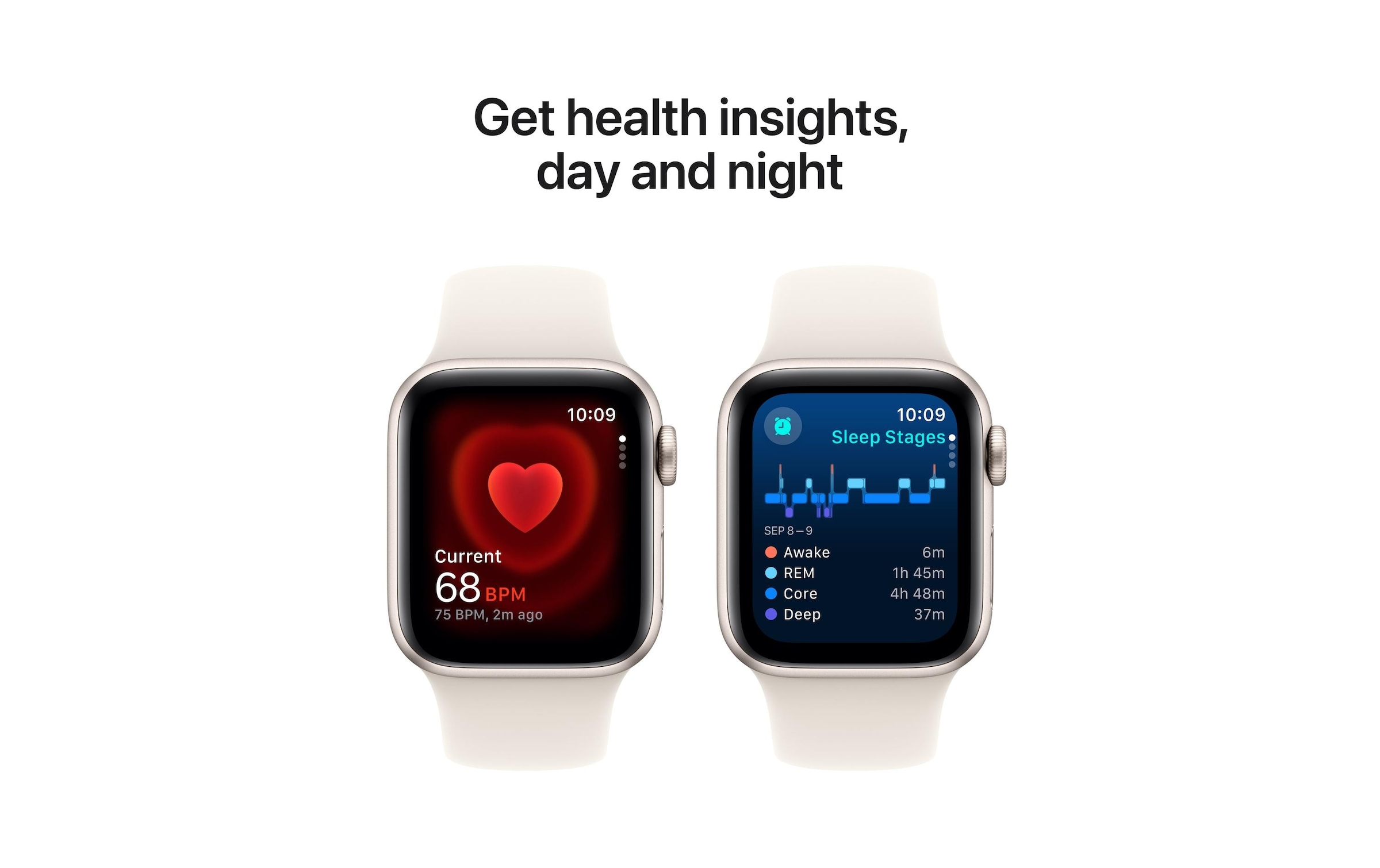 Apple Watch SE (2024), 40 mm, GPS + Cellular, Sport Band M/L, Polarstern