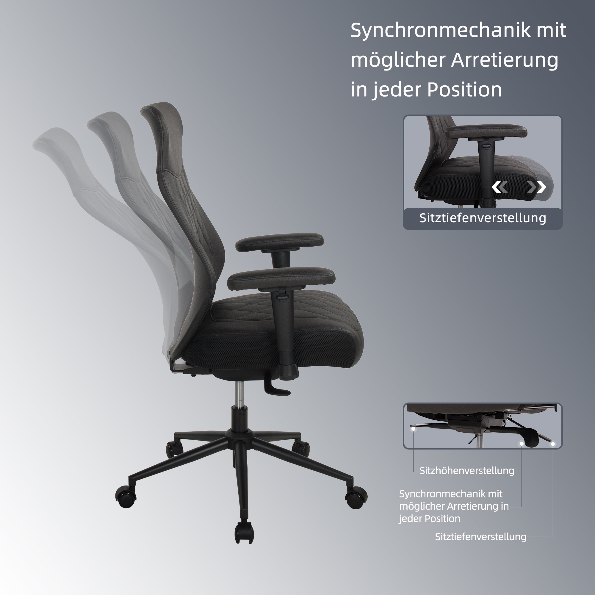 Duo Collection Chaise de bureau »TURSI« () 1 cuisaccoudoirs 2D, réglage de la profondeur et de la hauteur d'assise, microfibre aspect cuir