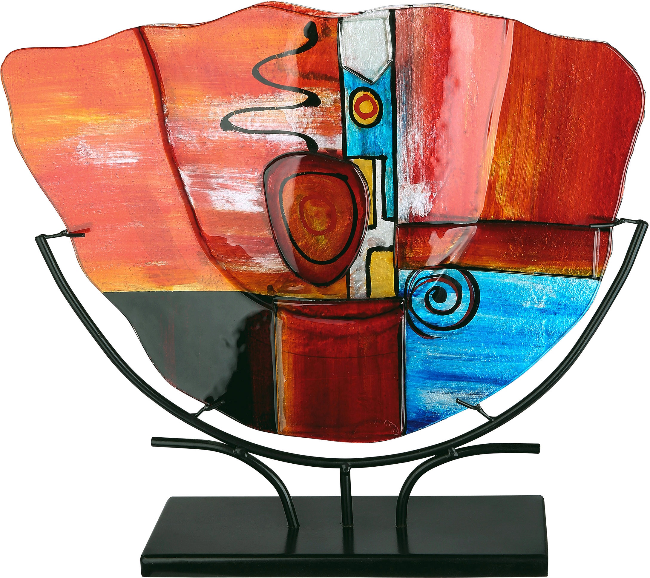Image of GILDE GLAS art Dekovase "New Life 1" handbemalt mit Fusingglas-Elementen