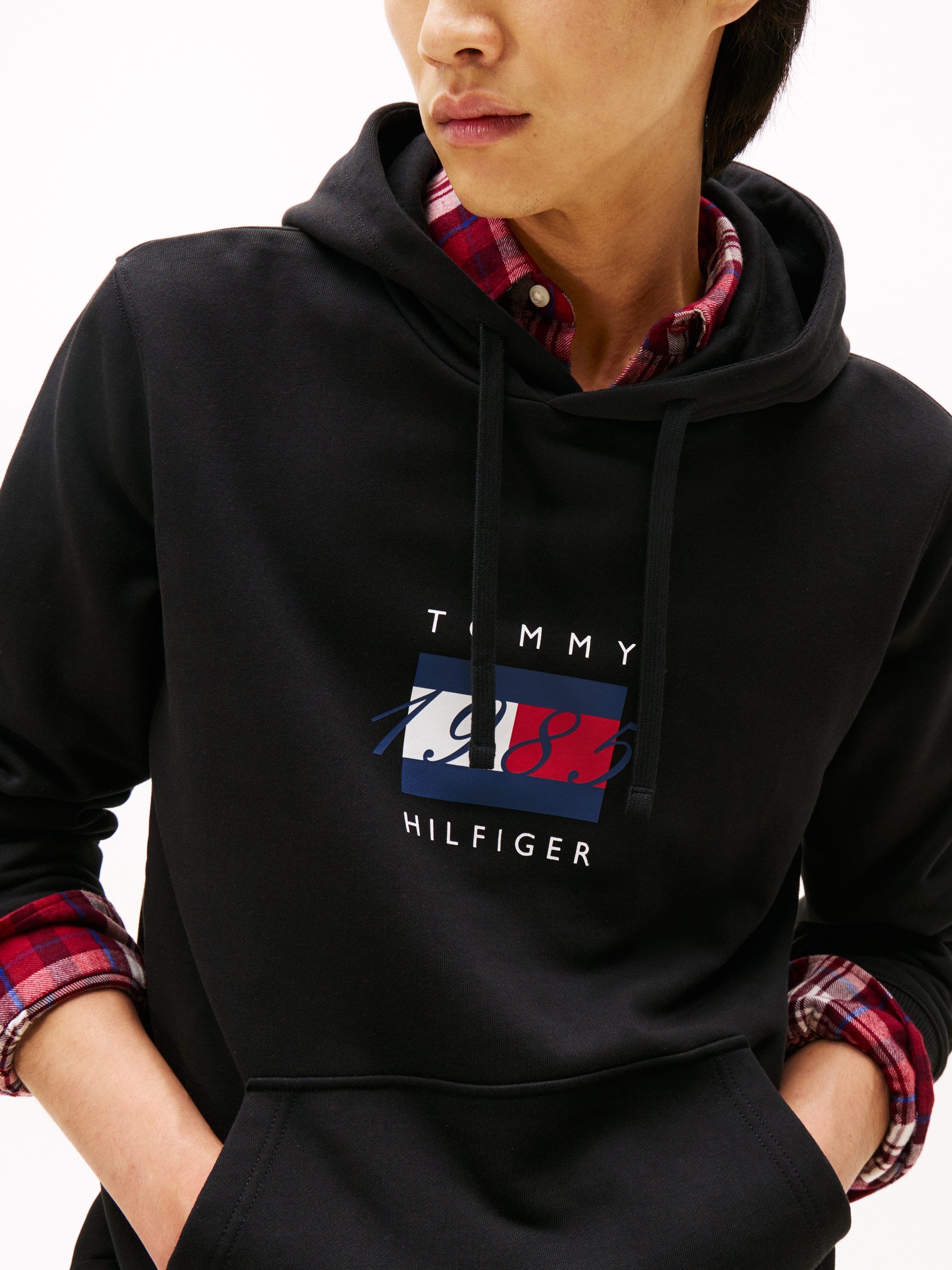 Tommy Hilfiger Sweat à capuche »LINEAR FLAG GRAPHIC« Regular Fit, Hoodie, Kapuze mit Tunnelzug