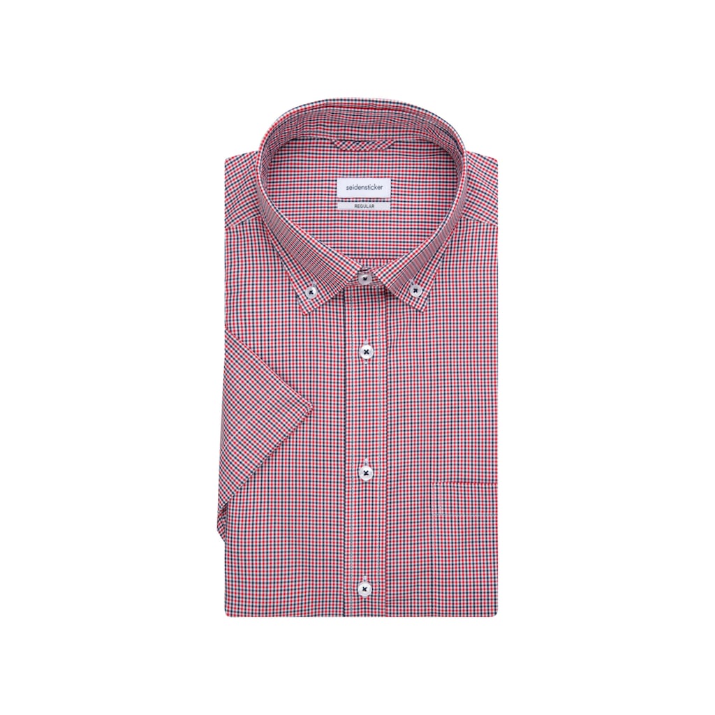 seidensticker Businesshemd »Regular«, Regular Kurzarm Button-Down-Kragen Karo