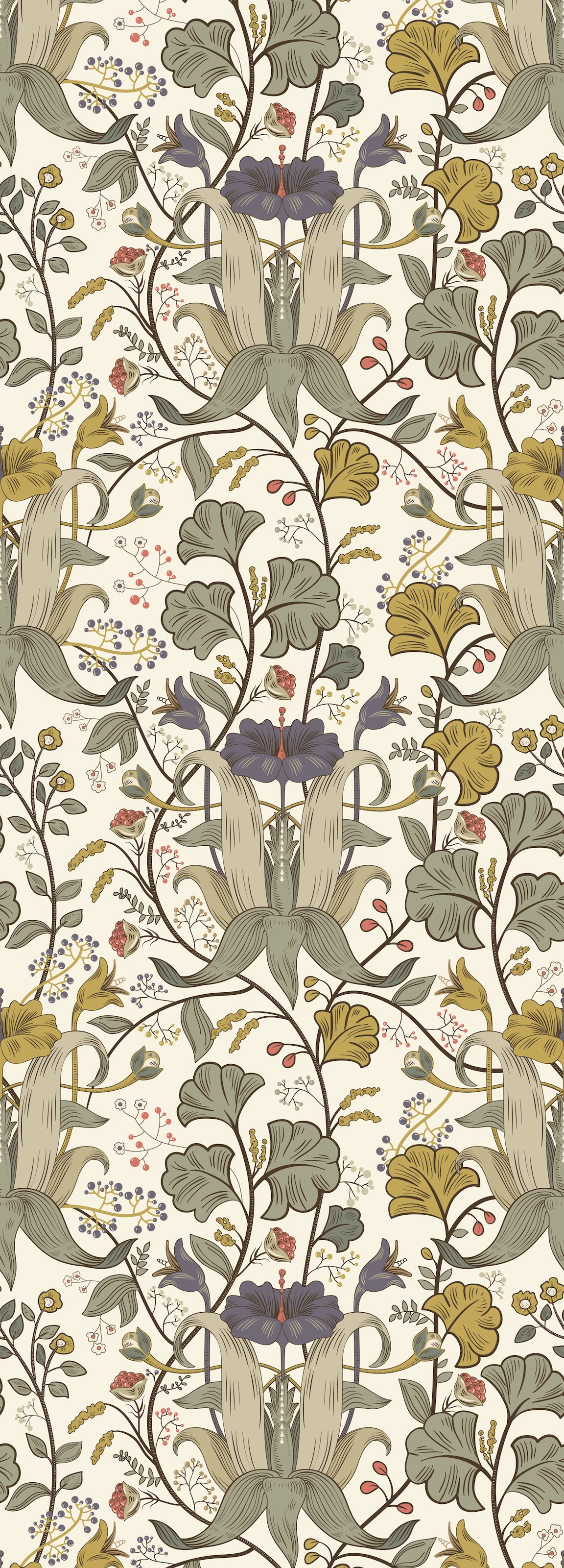 Image of queence Vinyltapete "Melinda" Motiv bedruckt botanisch floral gemustert natürlich glatt 90x250cm, selbstklebend, kinderleichte Anbringung, Sticker