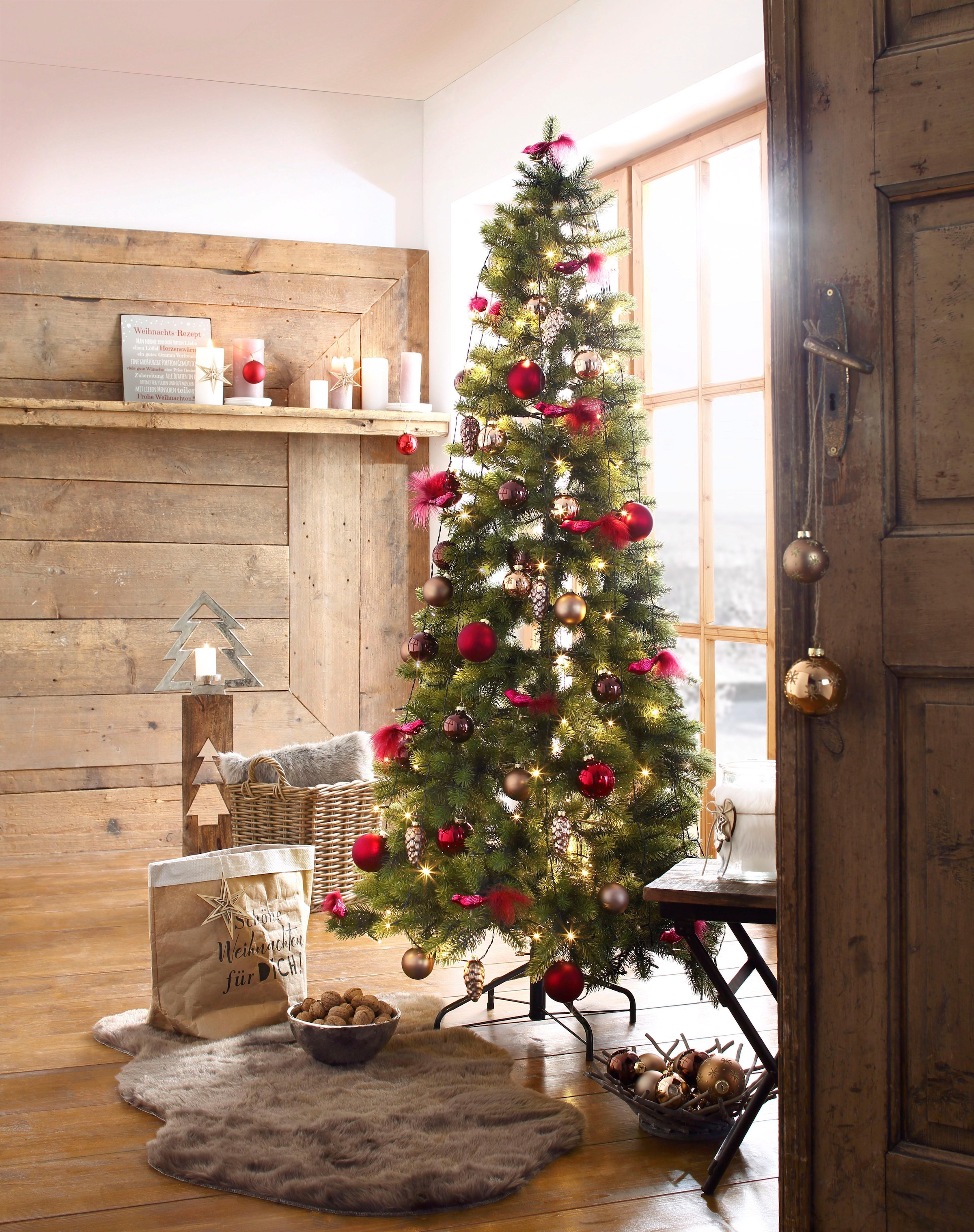 Creativ deco Künstlicher Weihnachtsbaum »Weihnachtsdeko aussen, künstlicher Christbaum, Tannenbaum« in schlanker Form