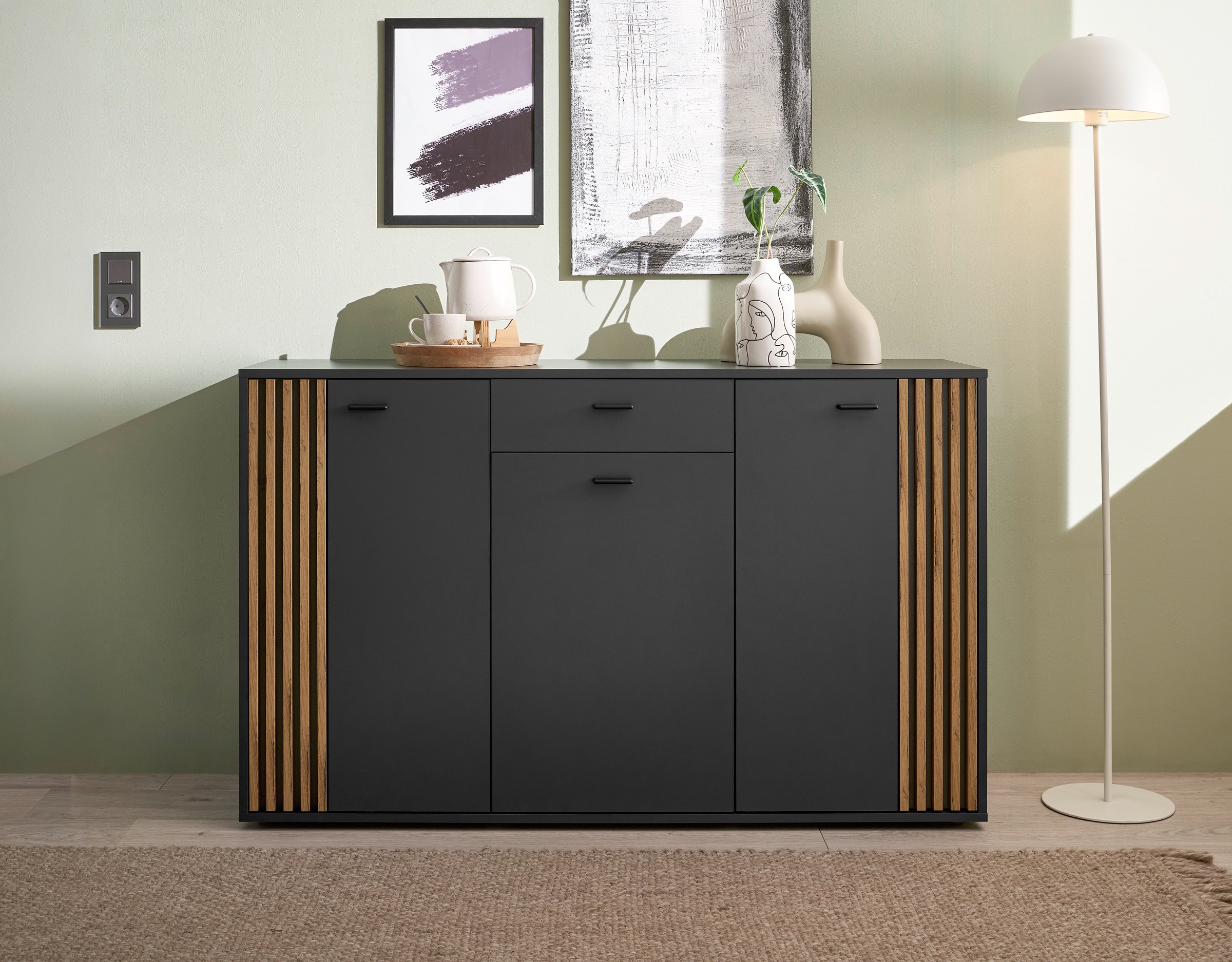 Image of HBZ Sideboard "Dublin Kommode, BxHxT 140x86x38cm" 1 Stk. tlg. Breite 140cm, Softclose, Metallgriffe