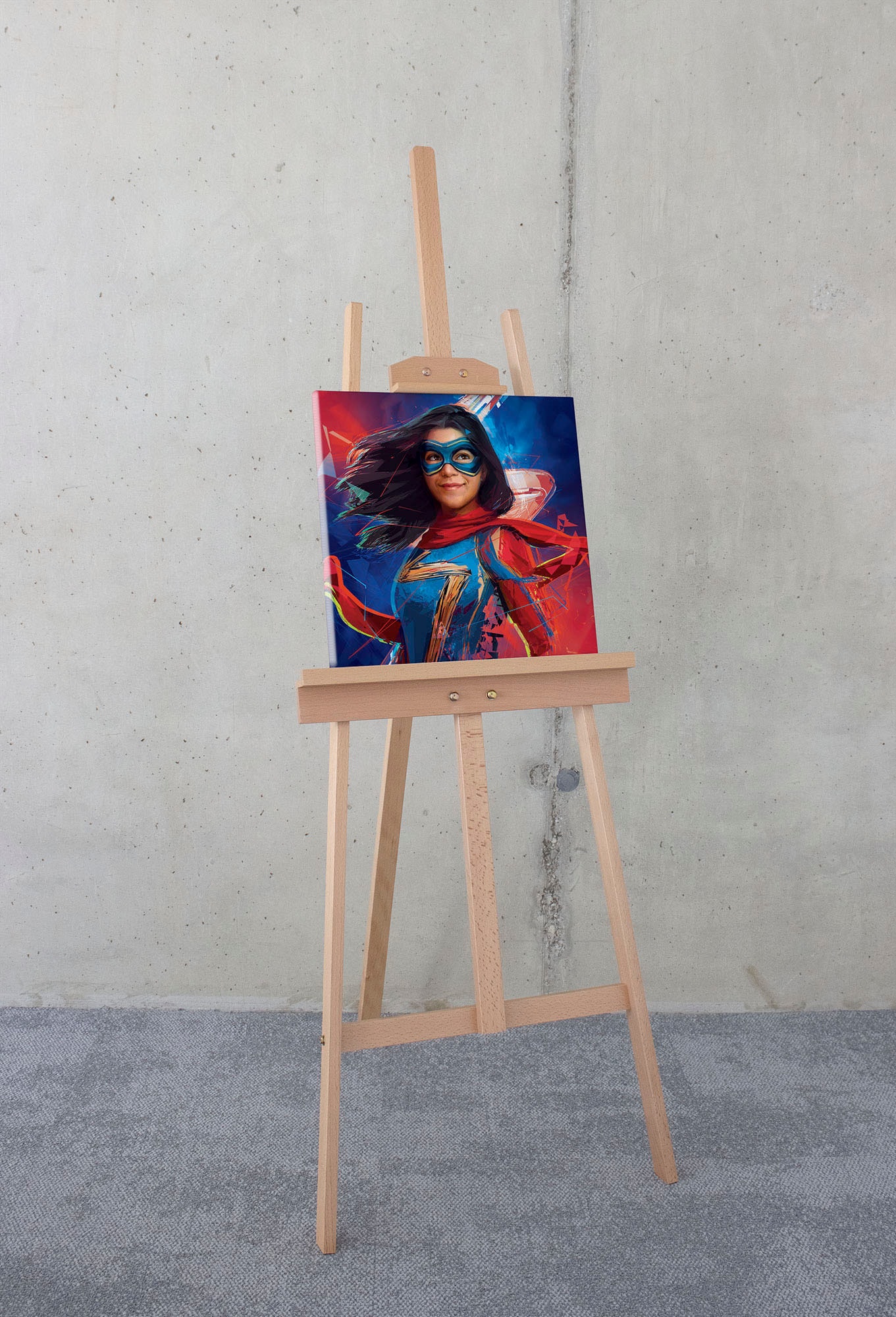 Image of Komar Leinwandbild "Miss Marvel - Grösse 40 x 40 cm" Disney 40 x 40 cm (Breite x Höhe), 1 Stk. tlg. Keilrahmenbild mit Echtholzrahmen, Kinderzimmer