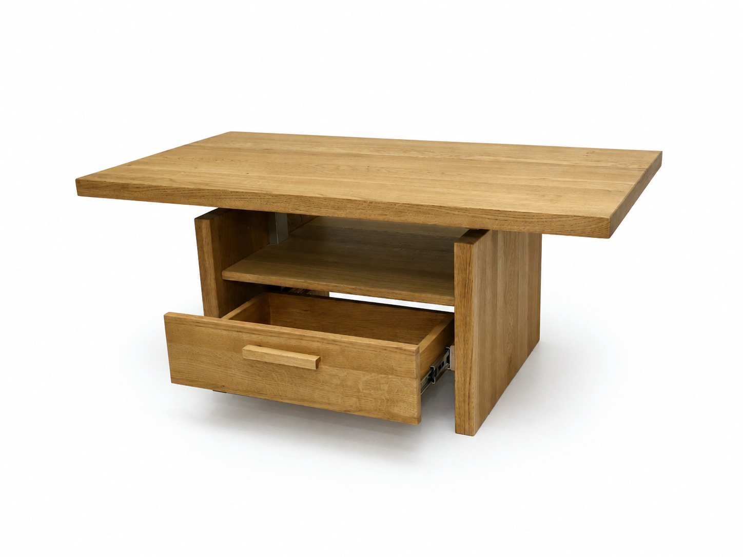 GOODproduct Couchtisch »Ravenna, Kaffeetisch« Wildeiche Natur/Smoke massiv, Liftfunktion, Schublade, Ablage