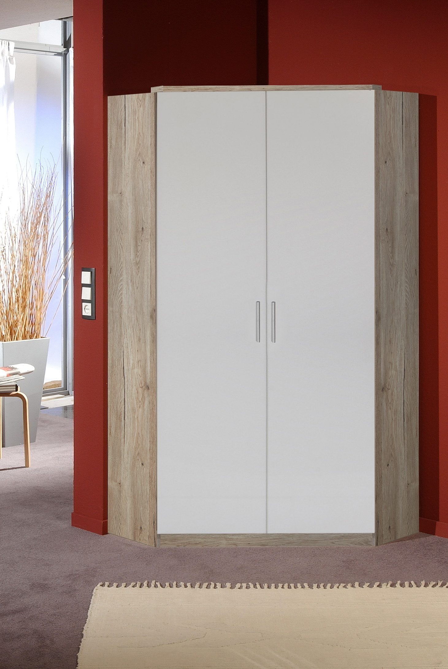 Image of Wimex Eckkleiderschrank "Joker" Ecklösung Garderobe mit 2 Kleiderstangen und 8 Einlegeböden