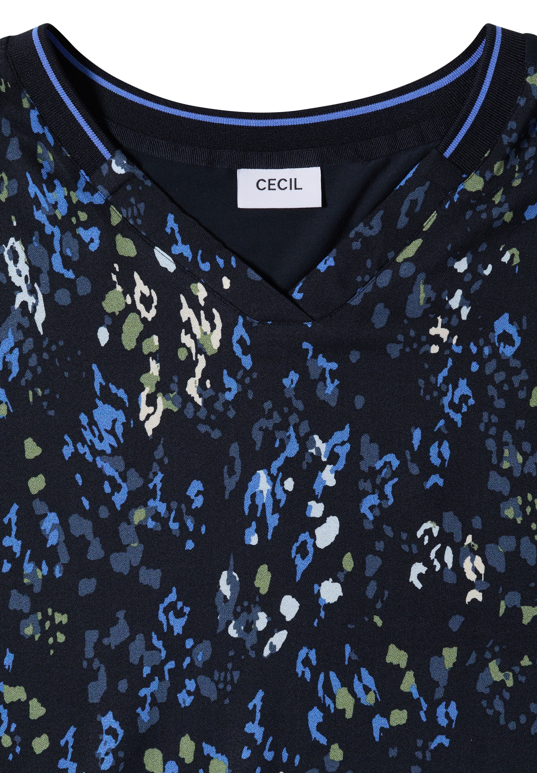 Cecil Top chemisier Blouse d'été, ourlet élastique, devant imprimé, dos uni