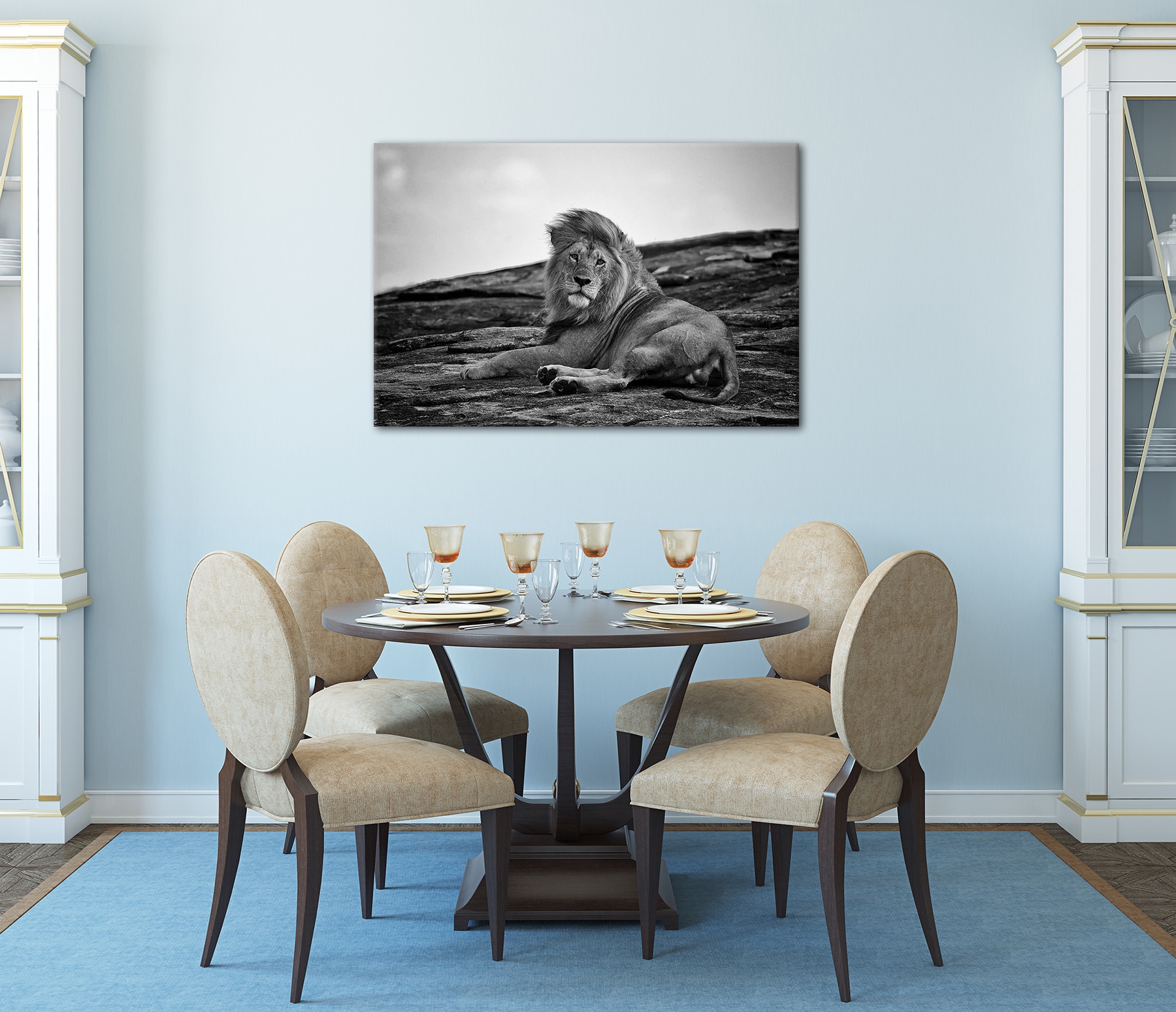 Bönninghoff Bild »Wandbild LIEGENDER LÖWE 60x90 cm – Leinwandbild Keilrahmen Deko modern« Löwe | Raubkatzen | Schwarz-Weiss auf Keilrahmen gespannt