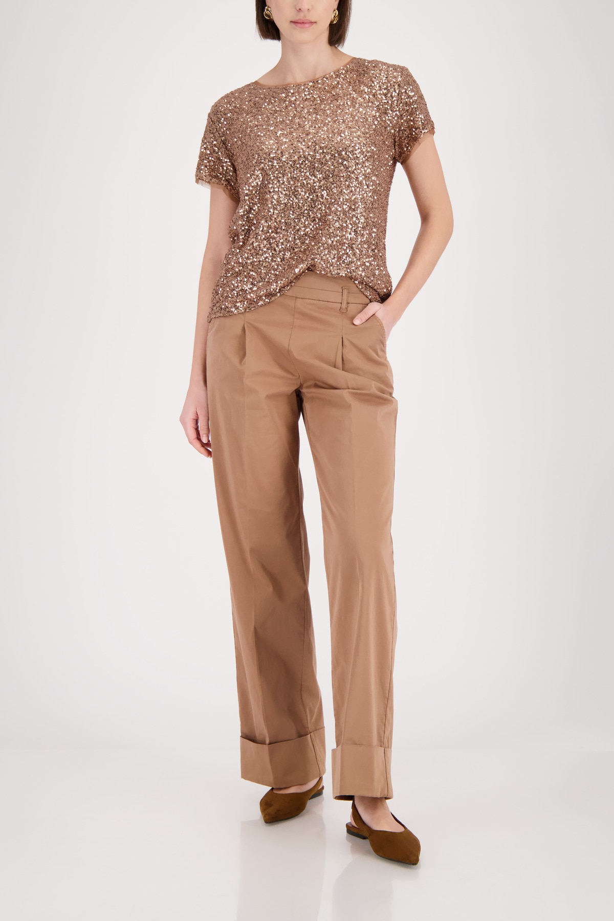 Monari T-shirt »Shirt Pailetten Allover« Regular fit mit Pailletten