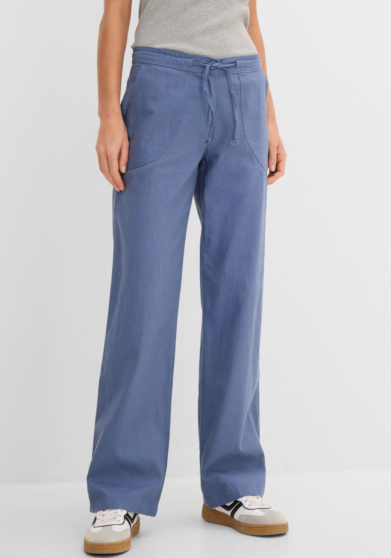 Image of bonprix Leinenhose Loose Fit, mit Kordelzugbund, mit Eingrifftaschen, mit Gesässtaschen