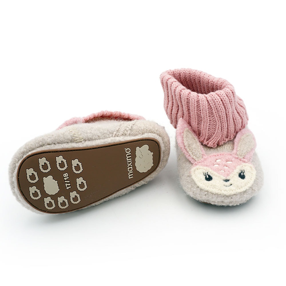 MAXIMO Hüttenschuhe  Wolle, Anti-Rutsch-Sohle, gefüttert, Strickbündchen, mit Öhrchen