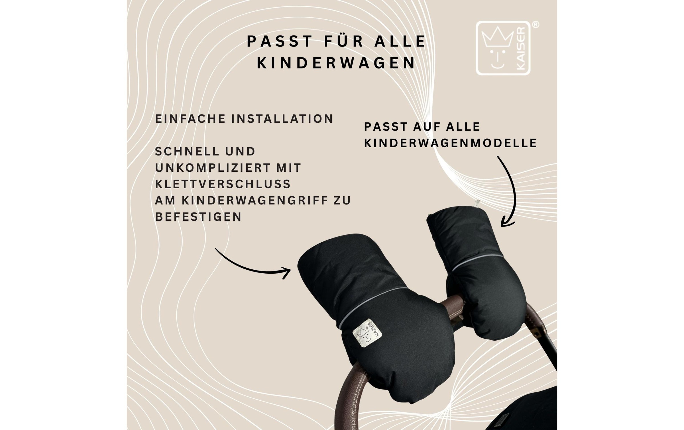 Kaiser Kinderwagen-Handwärmer »Handschuh Reflect Kiwa« Lammfell-Kinderwagenhandschuh