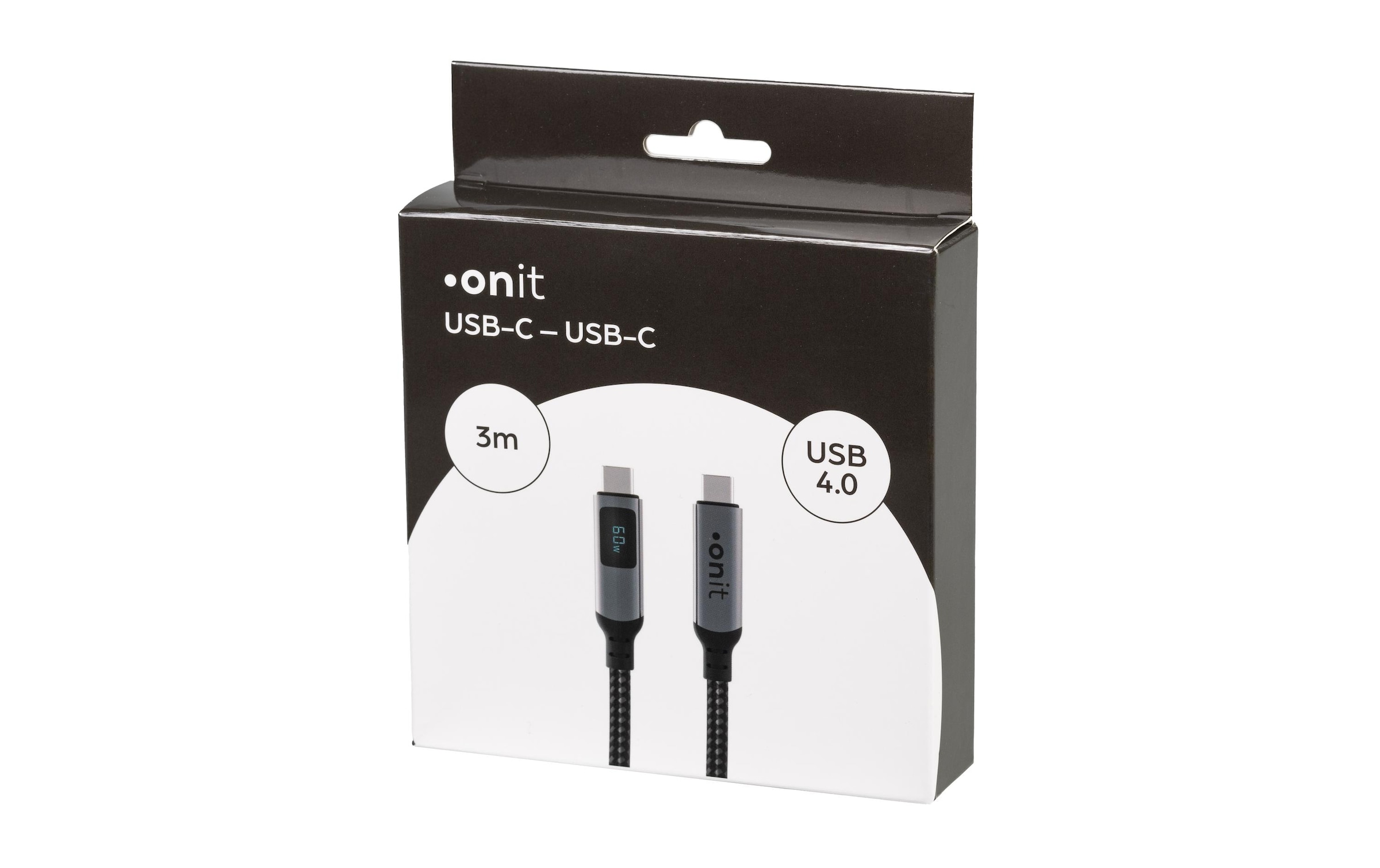 onit USB-Kabel »Premium LED USB C - USB C 3 m, Grau/Schwarz«