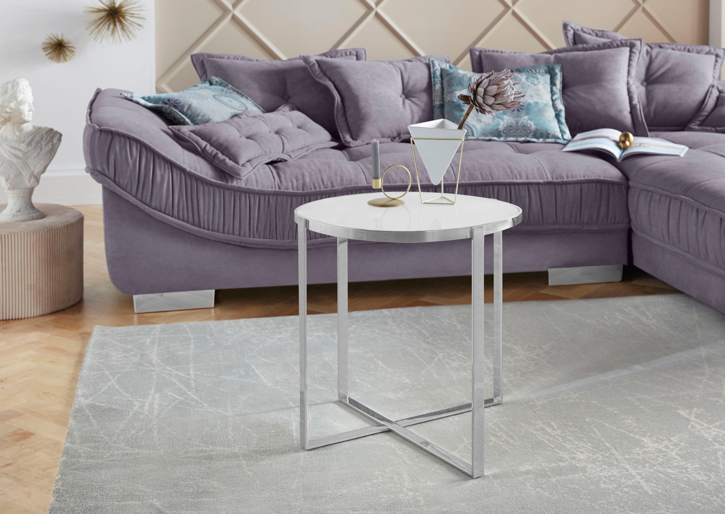 Image of Leonique Beistelltisch »Lorian«, modernes Chromgestell, Tischplatte aus Glas bei Ackermann Versand Schweiz