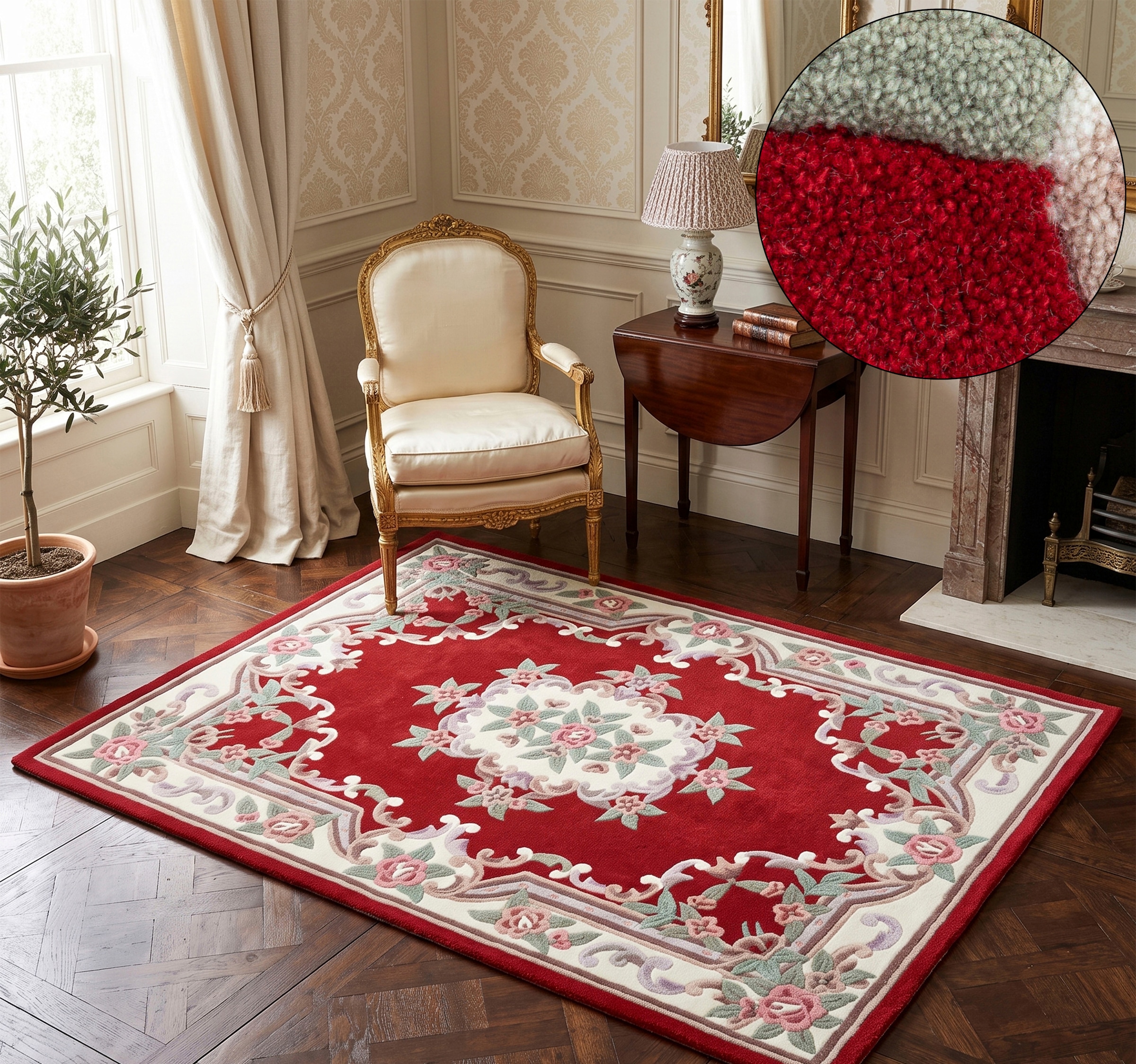 THEKO Teppich »Ming, handgetuftet« rechteckig 14 mm Höhe Pastell-Farben, florales Design, auch in oval & rund, Wohnzimmer