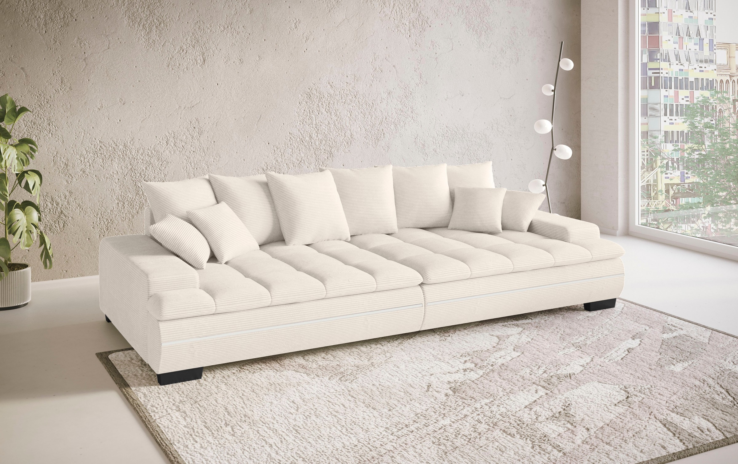 Mr. Couch Big-Sofa »Haiti II RGB-LED«, RGB-LED Beleuchtung, mit Handwerklich gearbeiteter Komfort-Steppung
