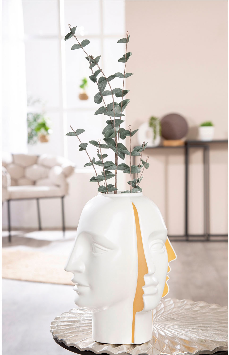 GILDE Tischvase »Vase Gesicht Facial weiss H. 28 cm«, (1 St.)
