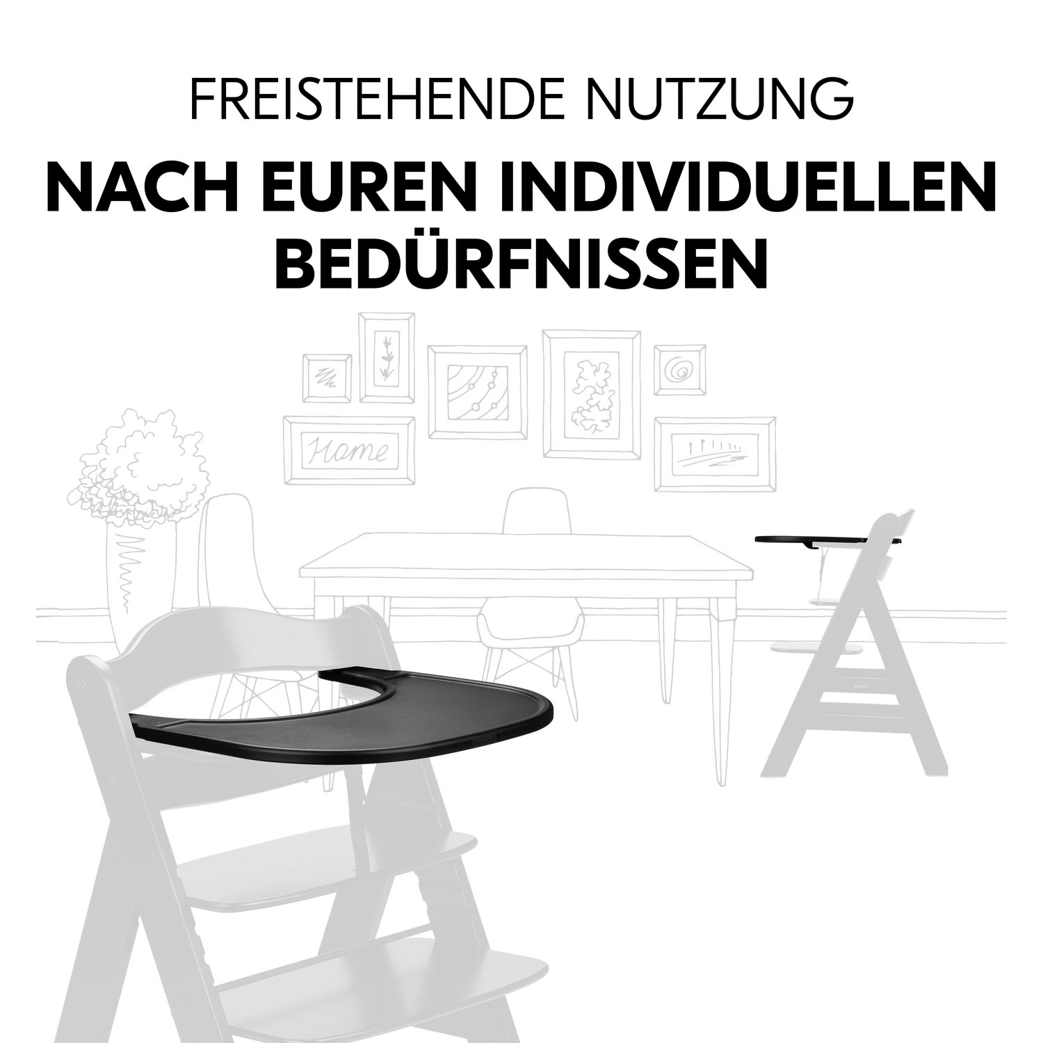 Hauck Plateau de chaise haute »Alpha Click Tray, Black« aus recyceltem Material