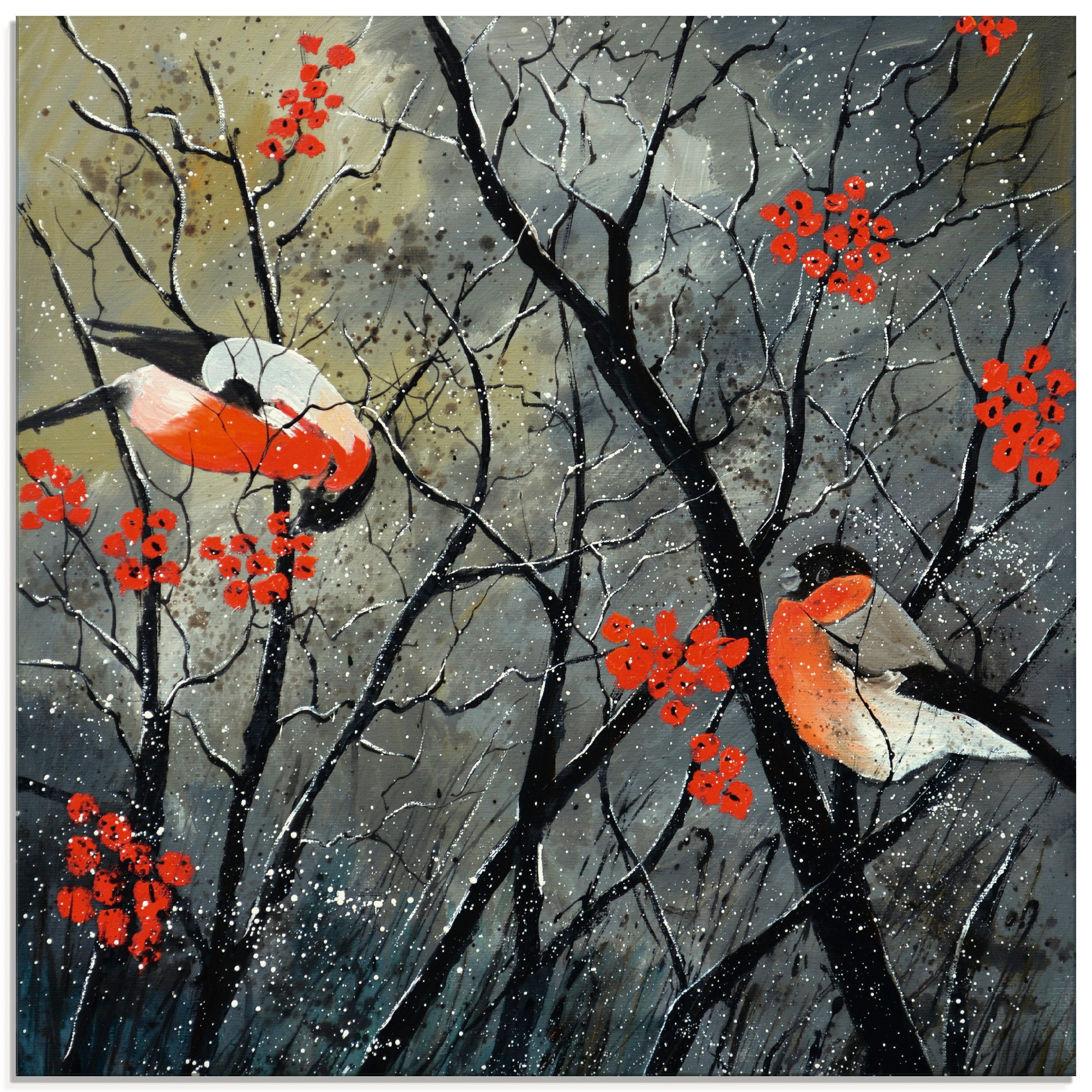 Grössen (1 Artland Vögel St.), Vögel, à bas in Winter«, im Glasbild verschiedenen prix »rote