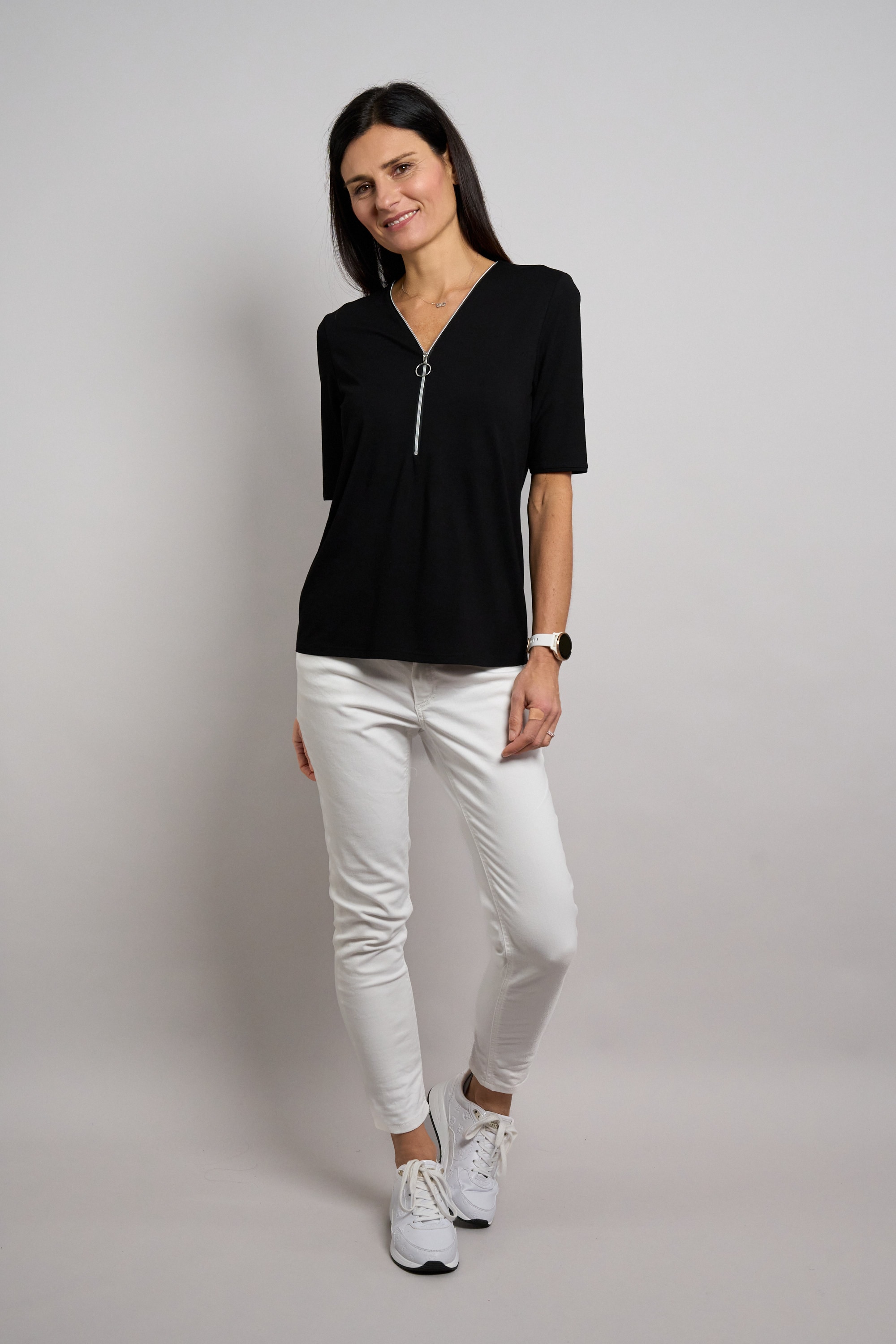 Seidel Moden V-Shirt mit Reissverschluss am Kragen - MADE IN GERMANY