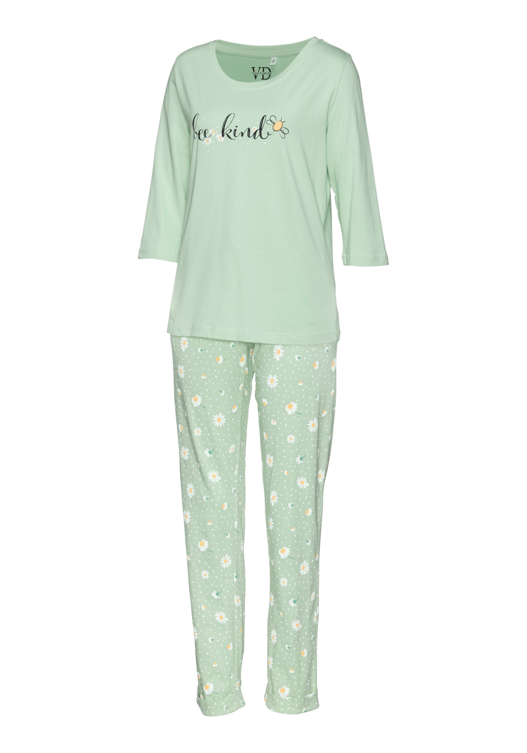 Vivance Dreams Pyjama, (2 tlg.), mit Gänseblümchen-Druck