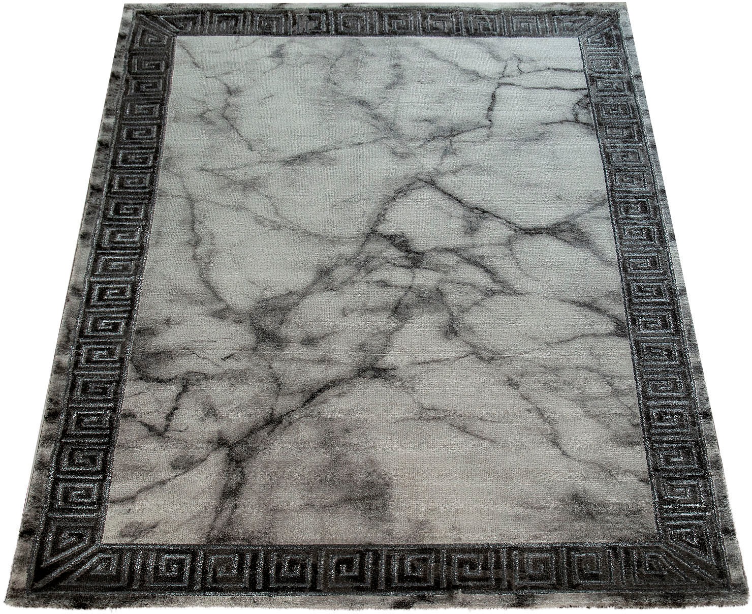 Image of Paco Home Teppich »Kraft 522«, rechteckig, 17 mm Höhe, Kurzflor, mit Marmor Design und Bordüre, mit gold- oder silberfarbenen Akzenten, ideal im Wohnzimmer & Schlafzimmer bei Ackermann Versand Schweiz