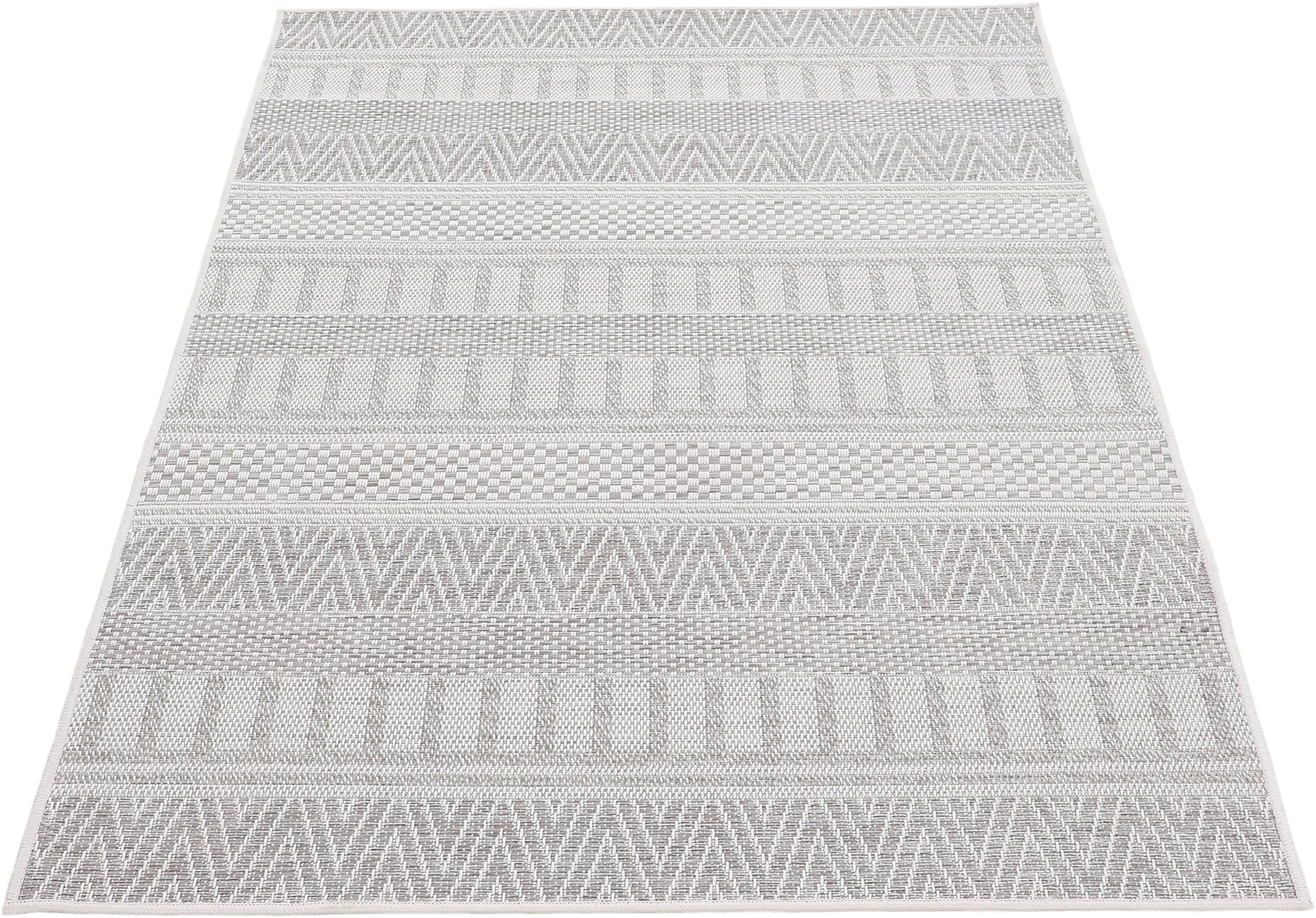 carpetfine Teppich »Boho 100«, rechteckig, 4 mm Höhe, robustes Flachgewebe, Sisal Optik, UV-beständig, Aussenbereich