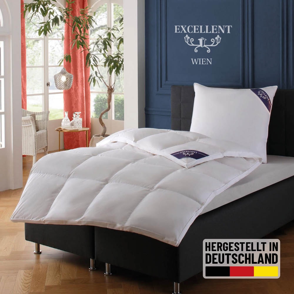 Image of Excellent Daunenbettdecke "Wien, Bettdecken für Sommer und Winter, Decke" extrawarm Füllung 90Daunen10Federn 1 Stk. tlg. Bettdecke 135x200 cm, made in Germany, allergiker geeignet (Hausstaub)