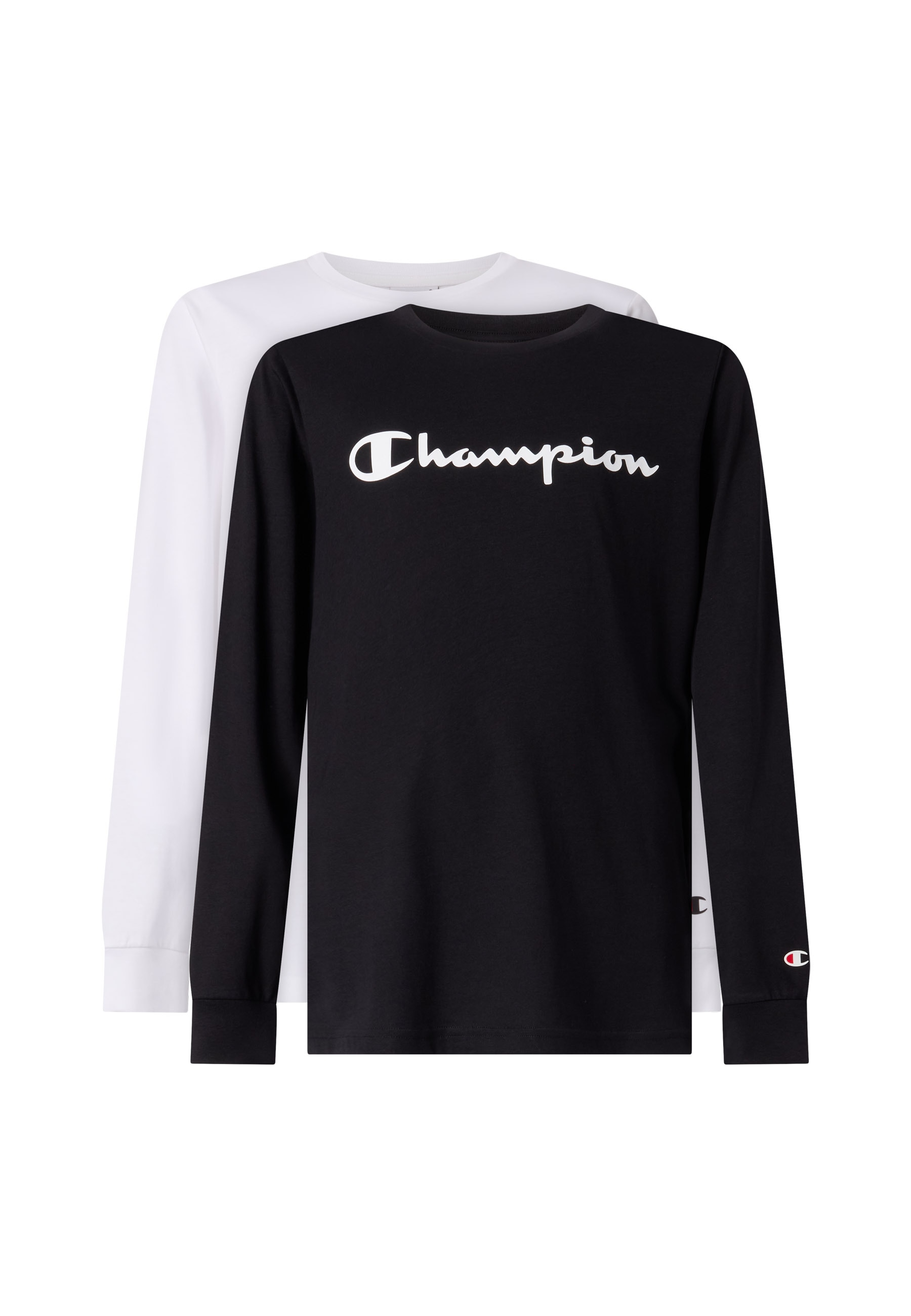 Champion Langarmshirt Packung, 2 im Doppelpack, mit Rundhalsausschnitt, sportlich, aus Baumwolle