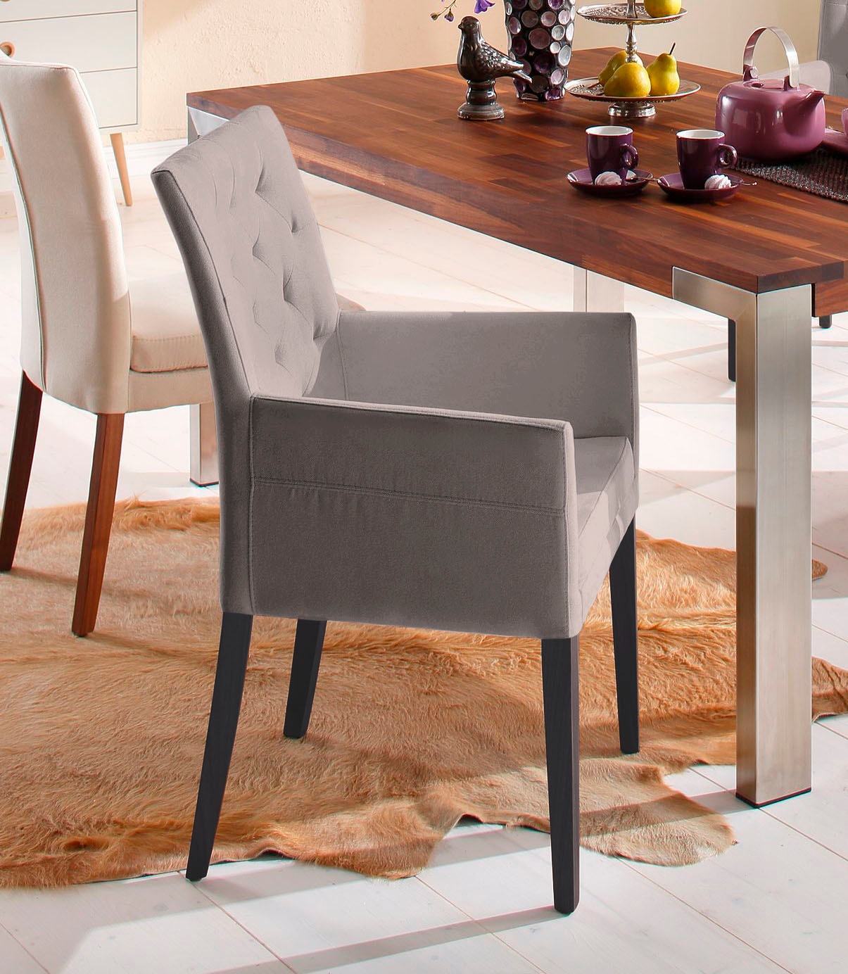 Image of Home affaire Armlehnstuhl »Colorado«, 1 St., Luxus-Microfaser, Beine aus massiver Buche, wengefarben lackiert bei Ackermann Versand Schweiz