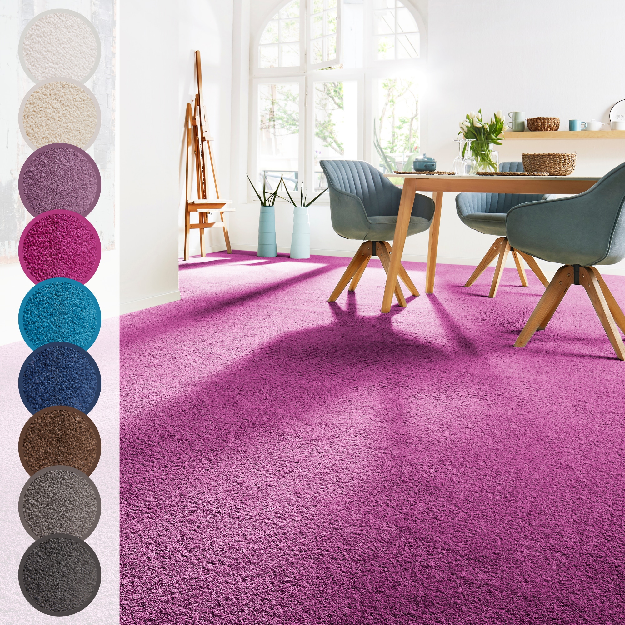 Image of Andiamo Teppichboden "Sophie, Frisee-Velours, Gesamthöhe 12 mm, Luxusklasse LC3" rechteckig Uni Farben, Breite 400 cm oder 500 cm, strapazierfähig & pflegeleicht