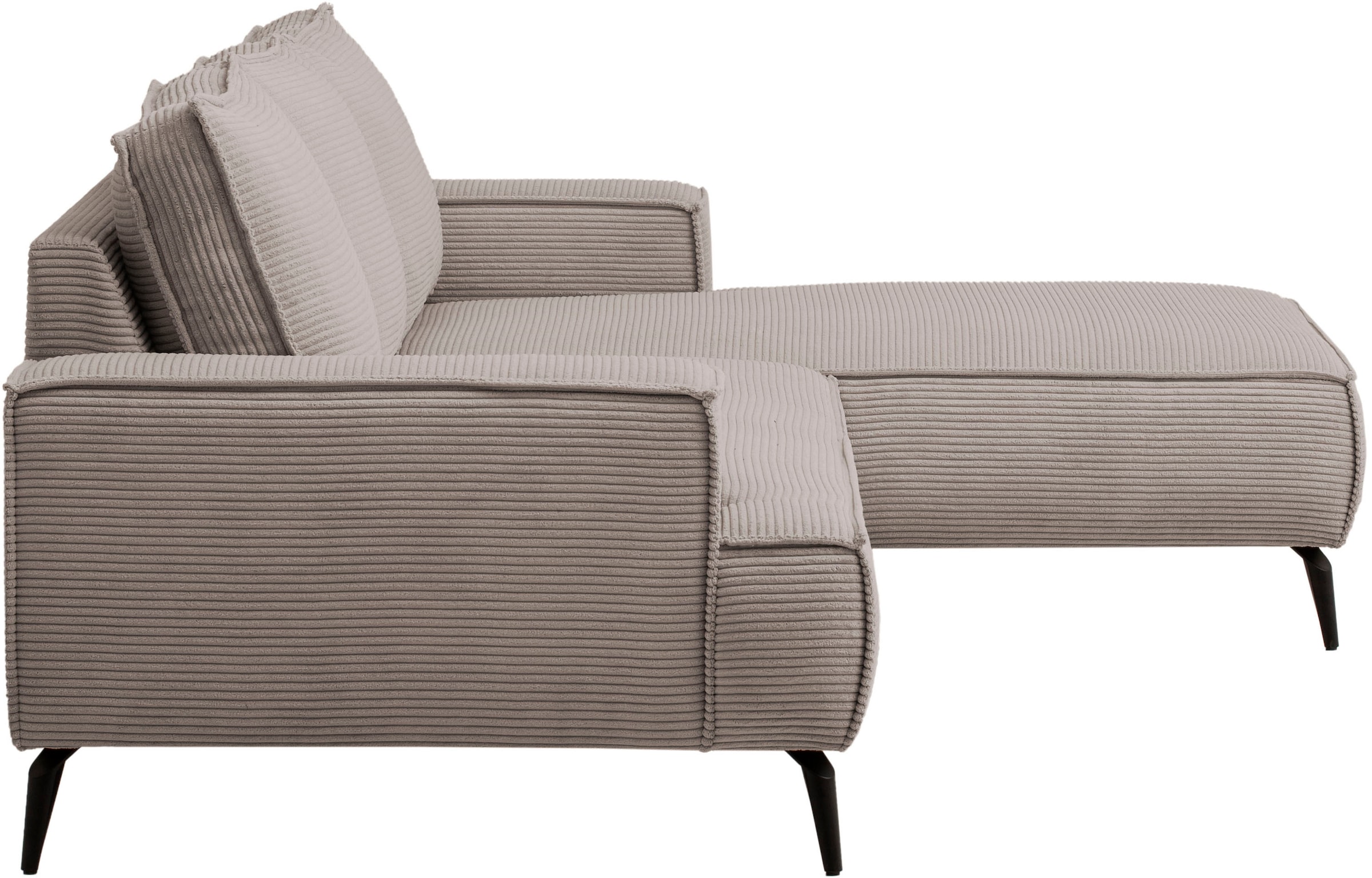 andas Ecksofa »TVINNU, L-Form in Cord, Sofa«, wahlweise Recamiere rechts/links, schwarze Füsse, bequemer Sitzkomfort