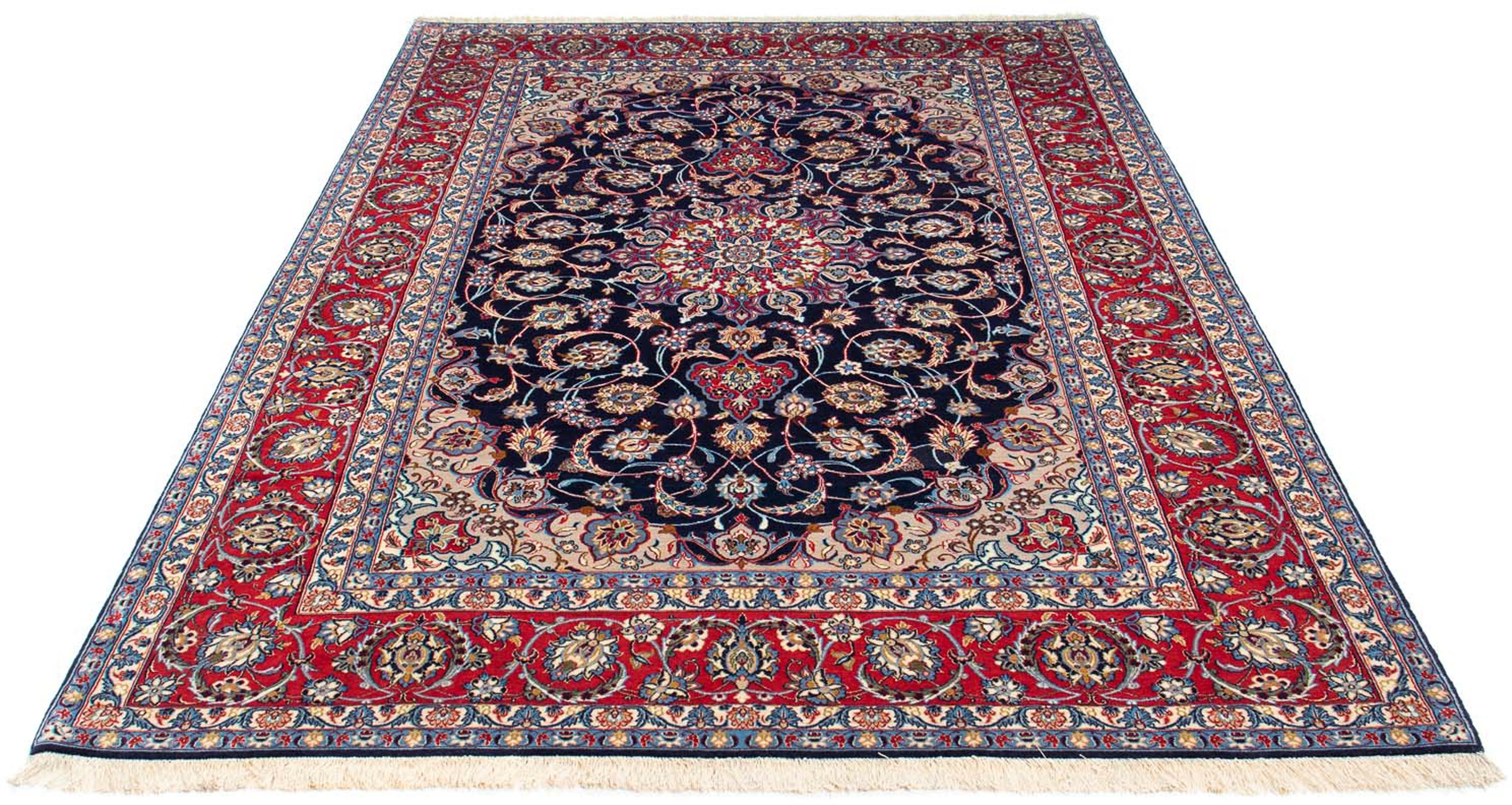 Image of morgenland Orientteppich »Perser - Isfahan - Premium - 233 x 155 cm - dunkelblau«, rechteckig, 6 mm Höhe, Wohnzimmer, Handgeknüpft, Einzelstück mit Zertifikat bei Ackermann Versand Schweiz